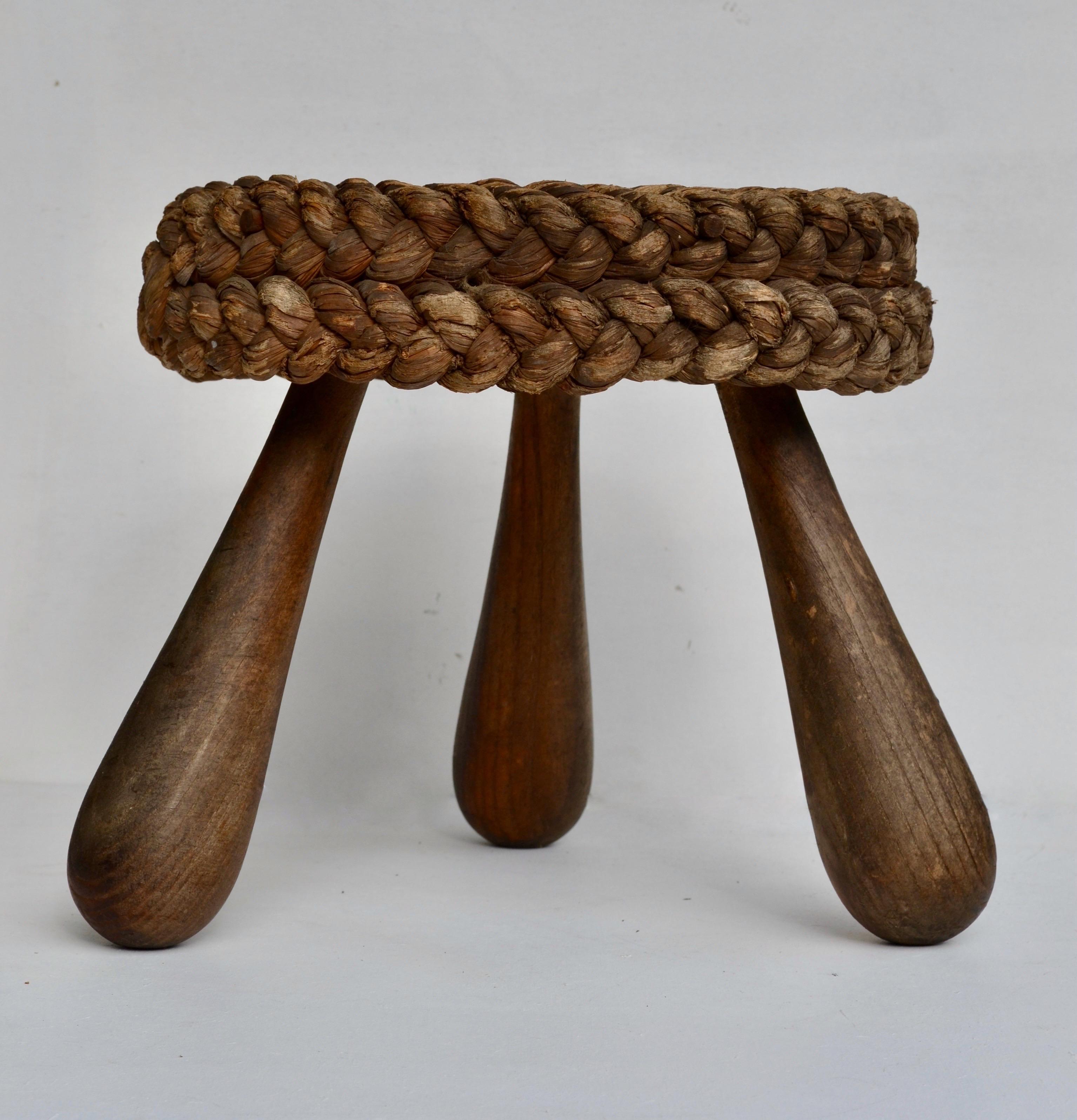 Mid-Century Modern Low French Shepherd’s Stool by Adrien Audoux & Frida Minet, 1950s For Sale