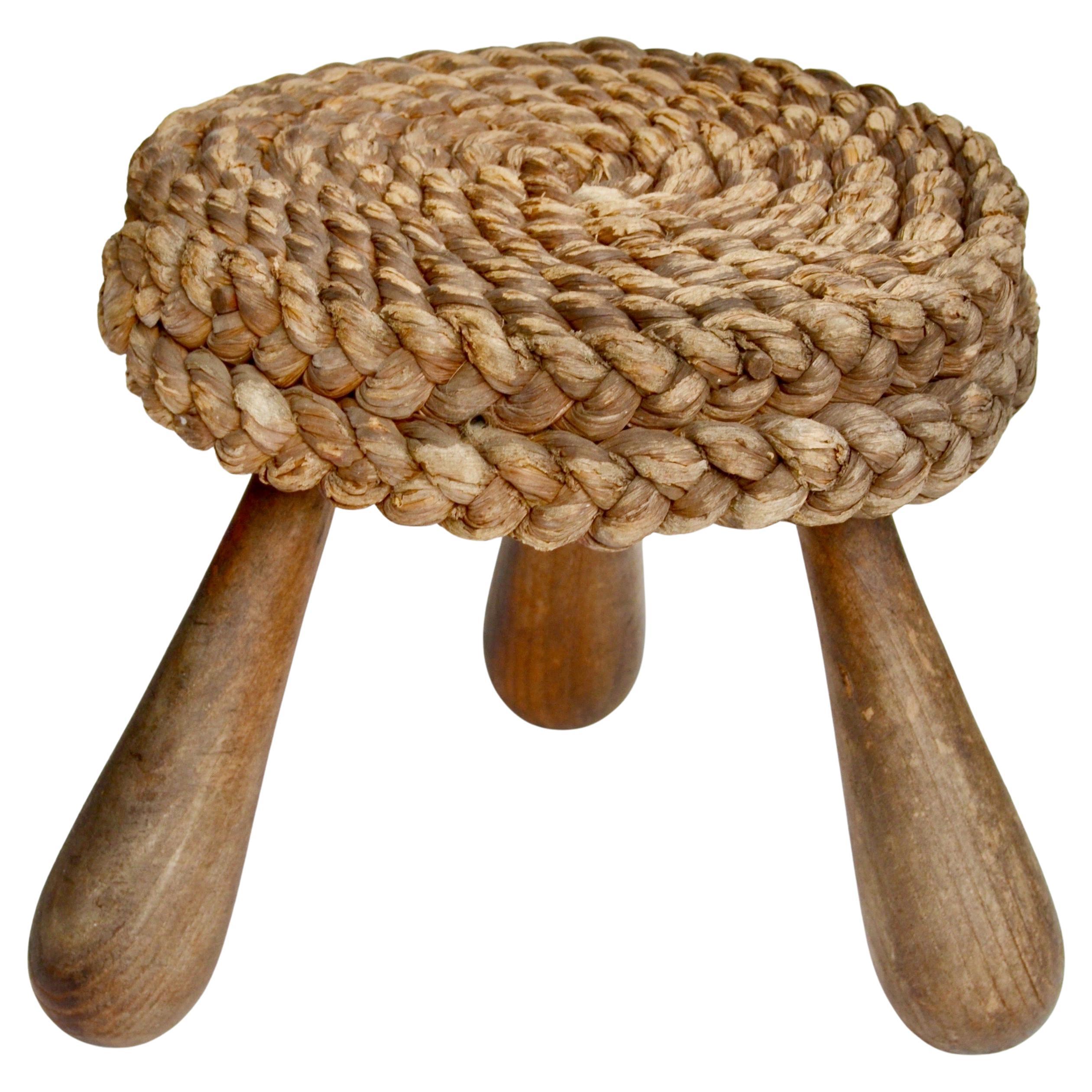 Low French Shepherd’s Stool by Adrien Audoux & Frida Minet, 1950s For Sale
