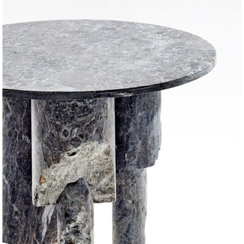 Low Game of Stone Side Table, Black Silver by Josefina Munoz For Sale 2