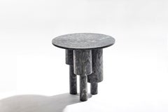 Low Game of Stone Side Table, Black Silver by Josefina Munoz
