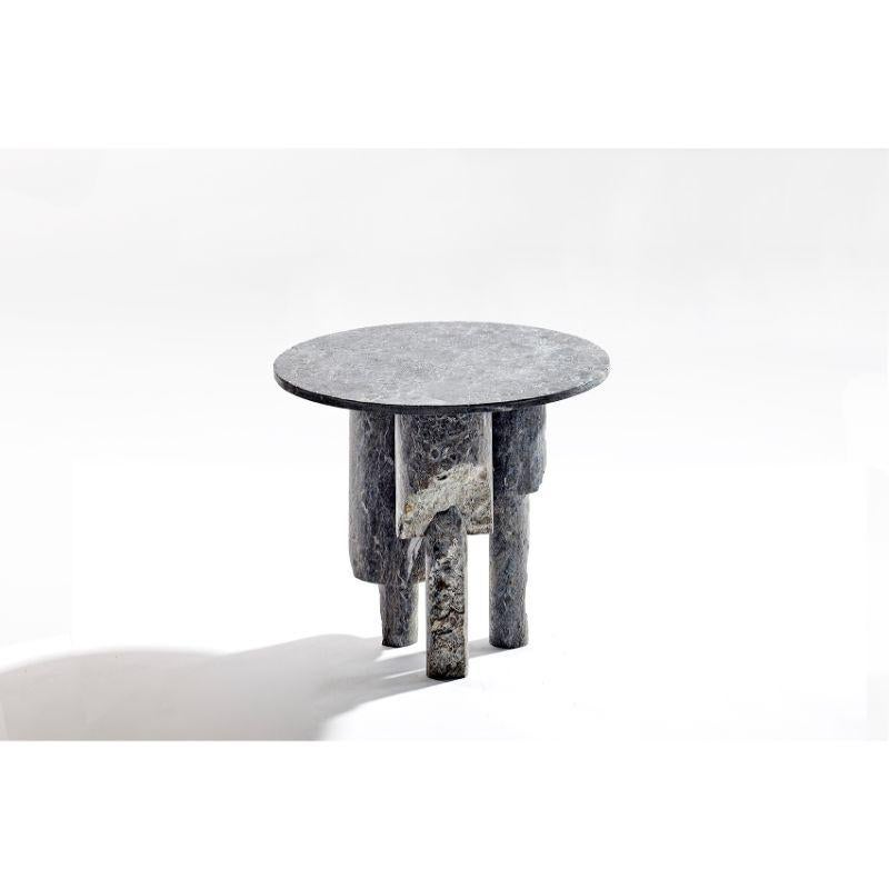 Post-Modern Low Game of Stone Side Table, Black Silver by Josefina Munoz For Sale