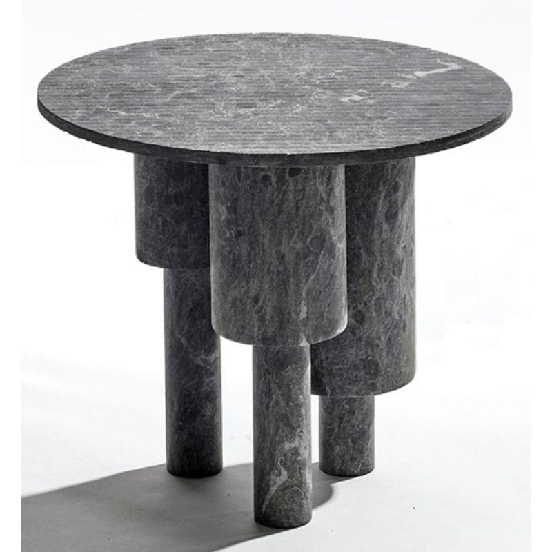 Swiss Low Game of Stone Side Table, Black Silver by Josefina Munoz For Sale