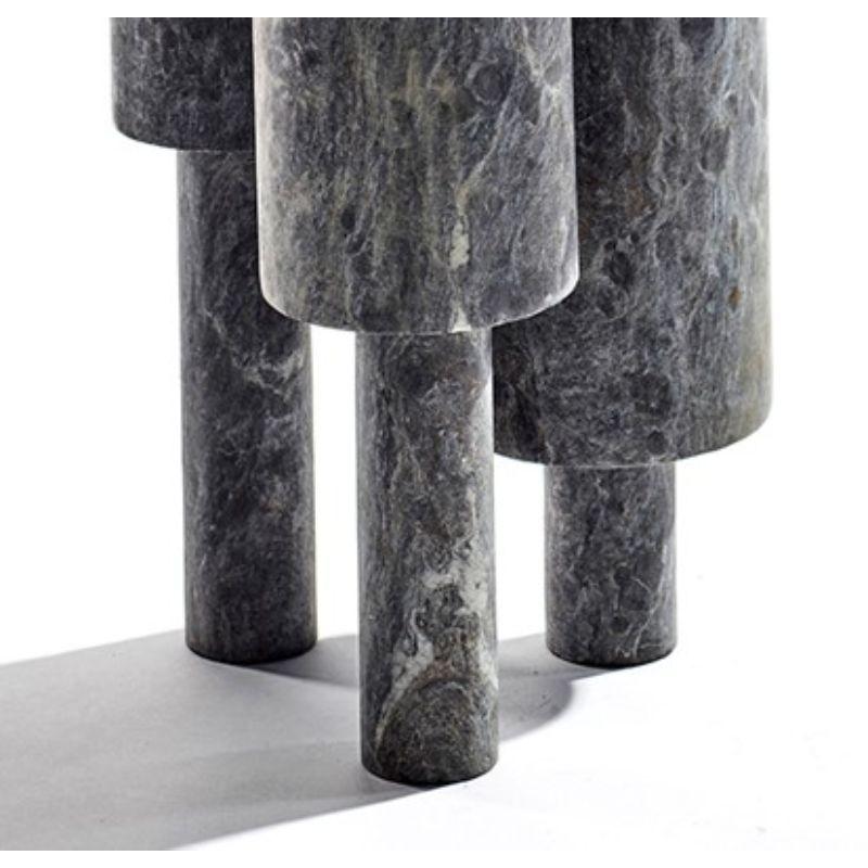 Low Game of Stone Side Table, Black Silver by Josefina Munoz In New Condition For Sale In Geneve, CH