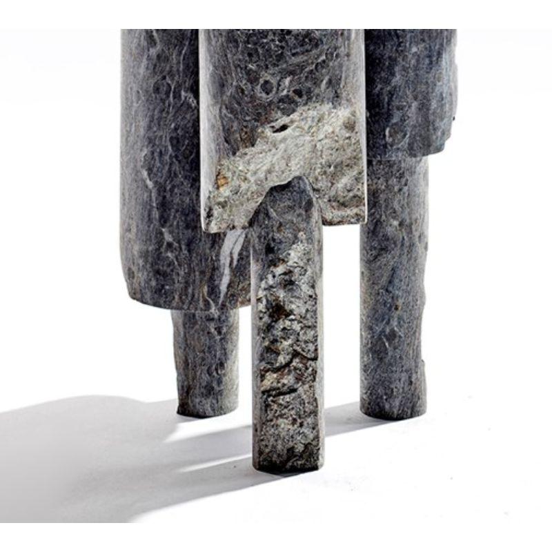 Marble Low Game of Stone Side Table, Black Silver by Josefina Munoz For Sale