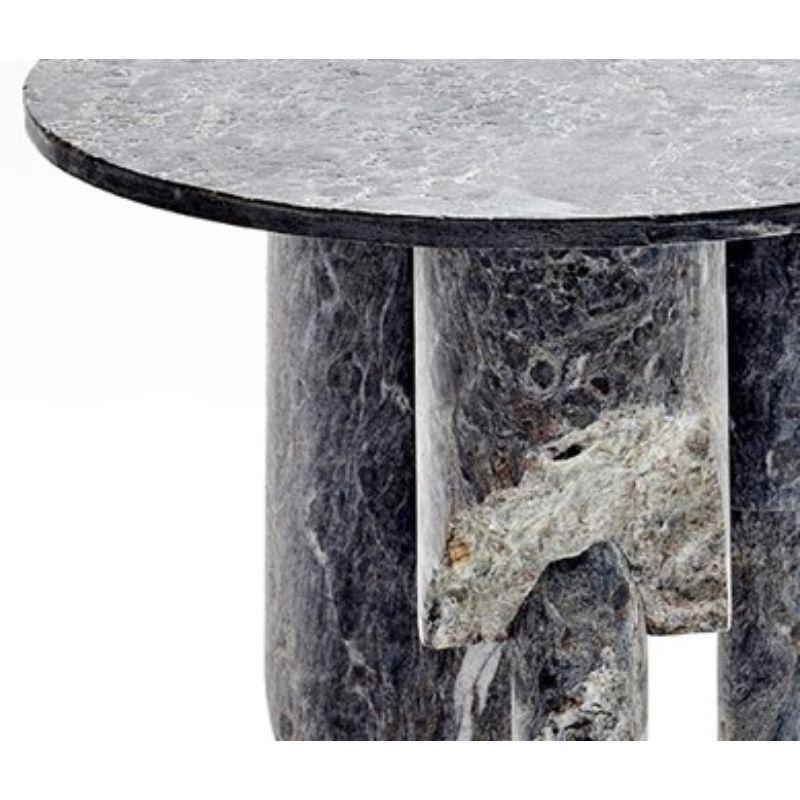Low Game of Stone Side Table, Black Silver by Josefina Munoz For Sale 1