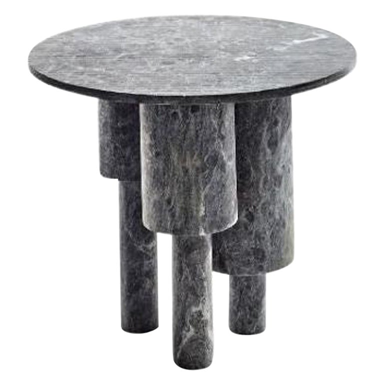 Low Game of Stone Side Table, Black Silver by Josefina Munoz For Sale