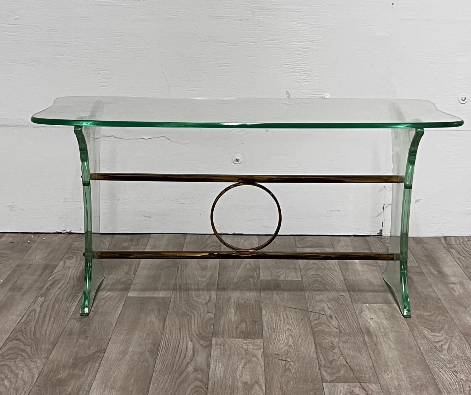 Niedriger Glastisch von Brusotti (Messing) im Angebot