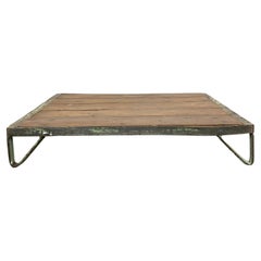 Low Green Industrial Coffee Table, 1960s Low Green Industrial Coffee Table, 1960s