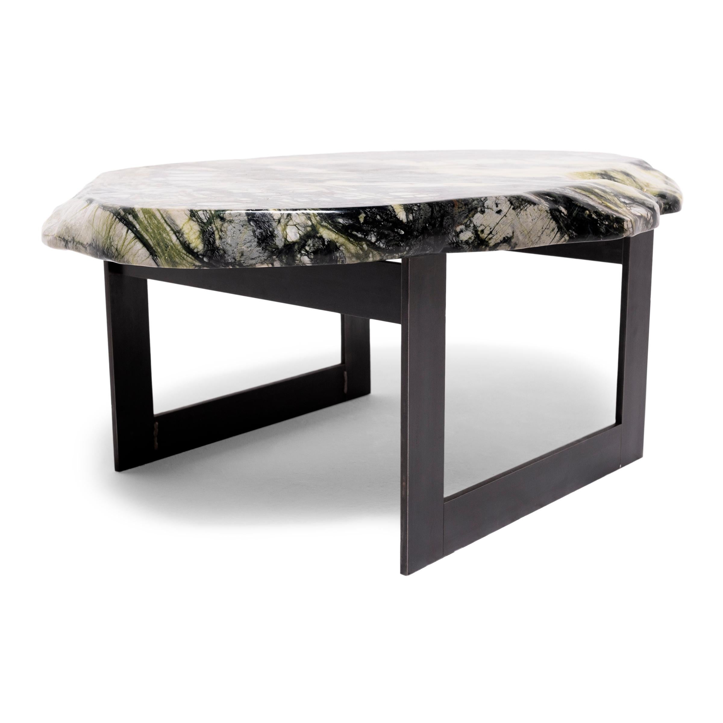 Contemporary Low Greenery Meditation Stone Table