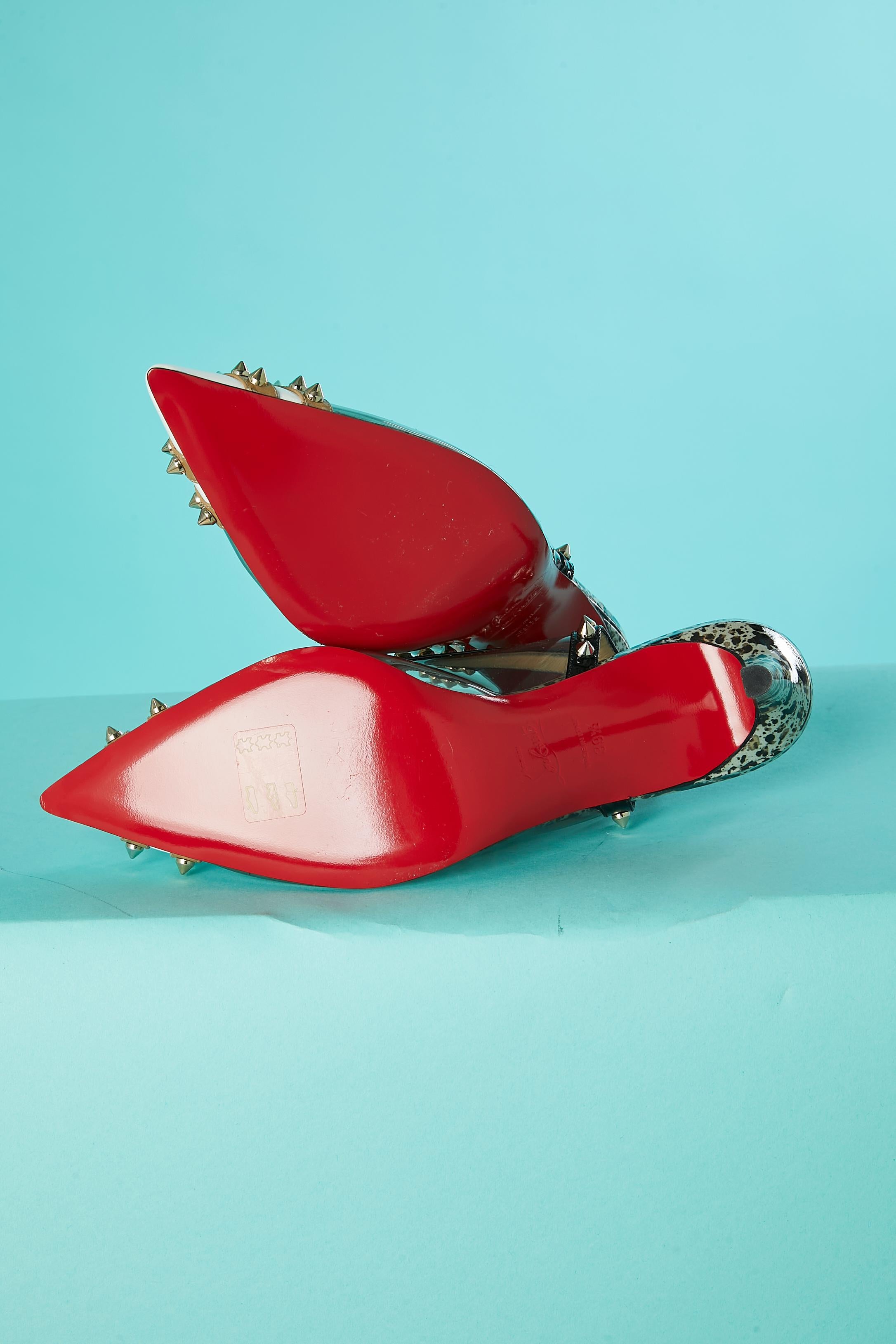 Women's Low heels pump in PVC and pattern leather with studs Christian Louboutin  For Sale