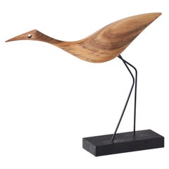 Low Heron Beak Bird Teak Sculpture by Svend-Aage Holm-Sørensen for Warm Nordic