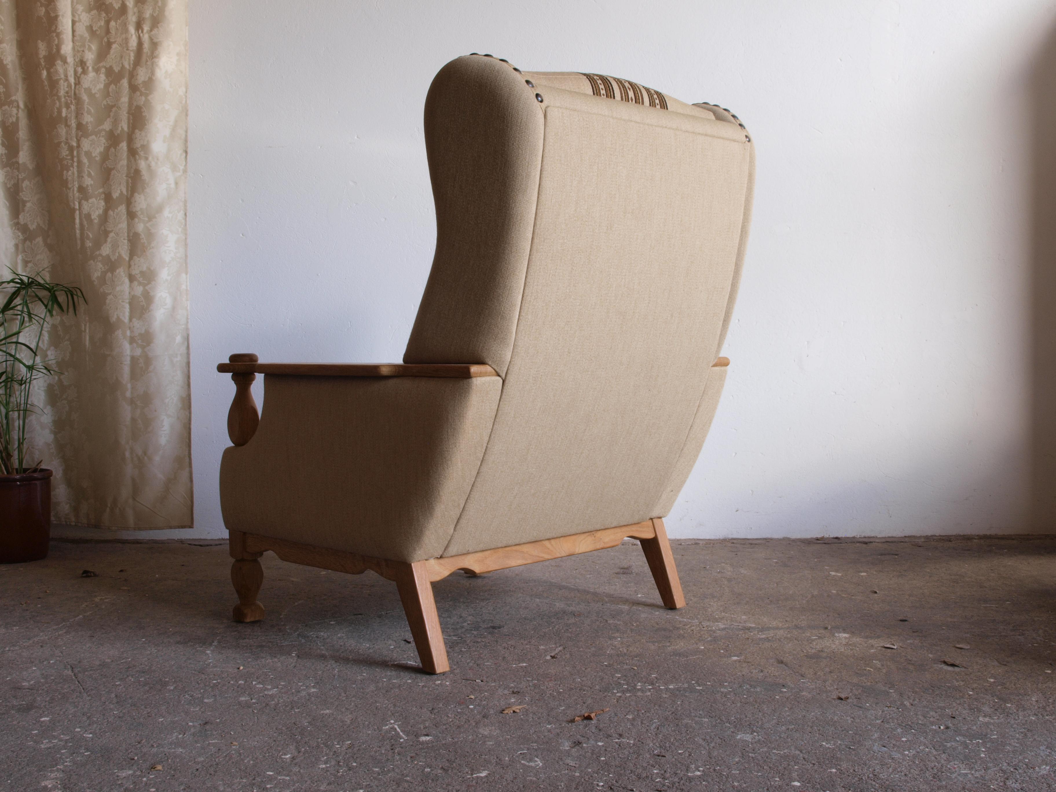 Low & High Back Lounge Chairs in Oak attributed to Henning Kjærnulf, 1960s, Set  For Sale 5