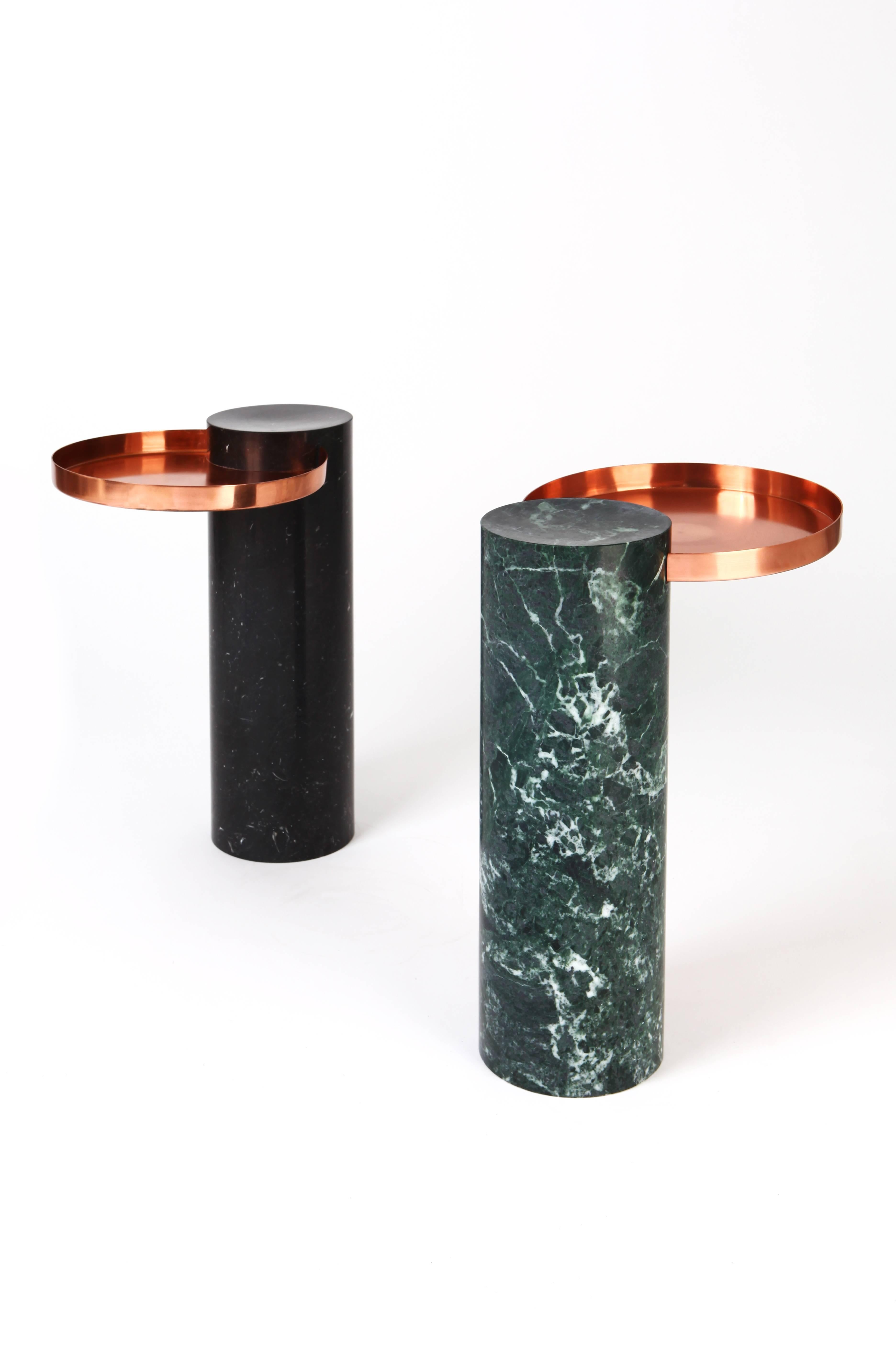 Copper Low Indian Green Marble Contemporary Guéridon, Sebastian Herkner For Sale