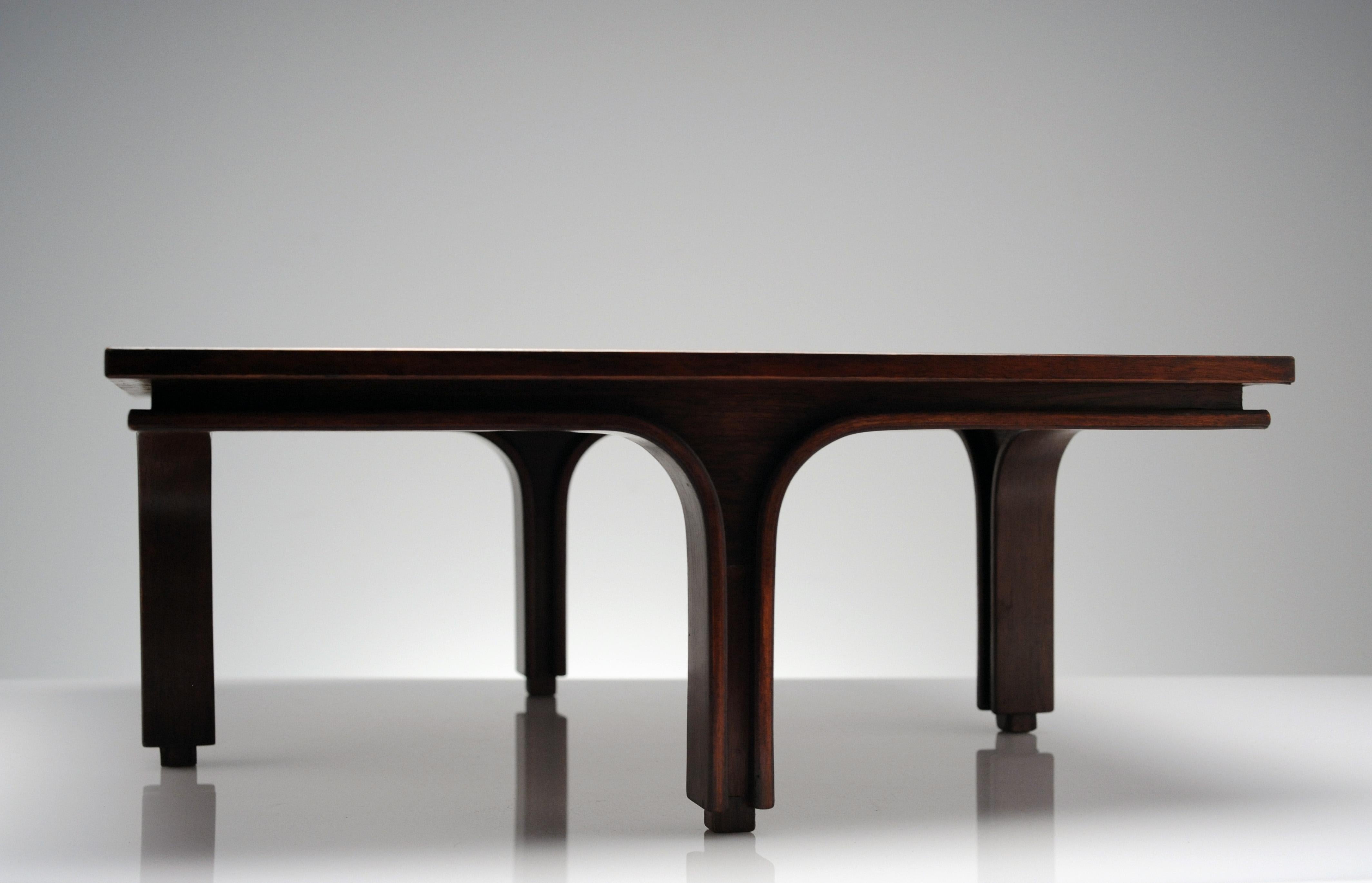 Low Italian Modern Rosewood Coffee Table by Gianfranco Frattini, 1956 1