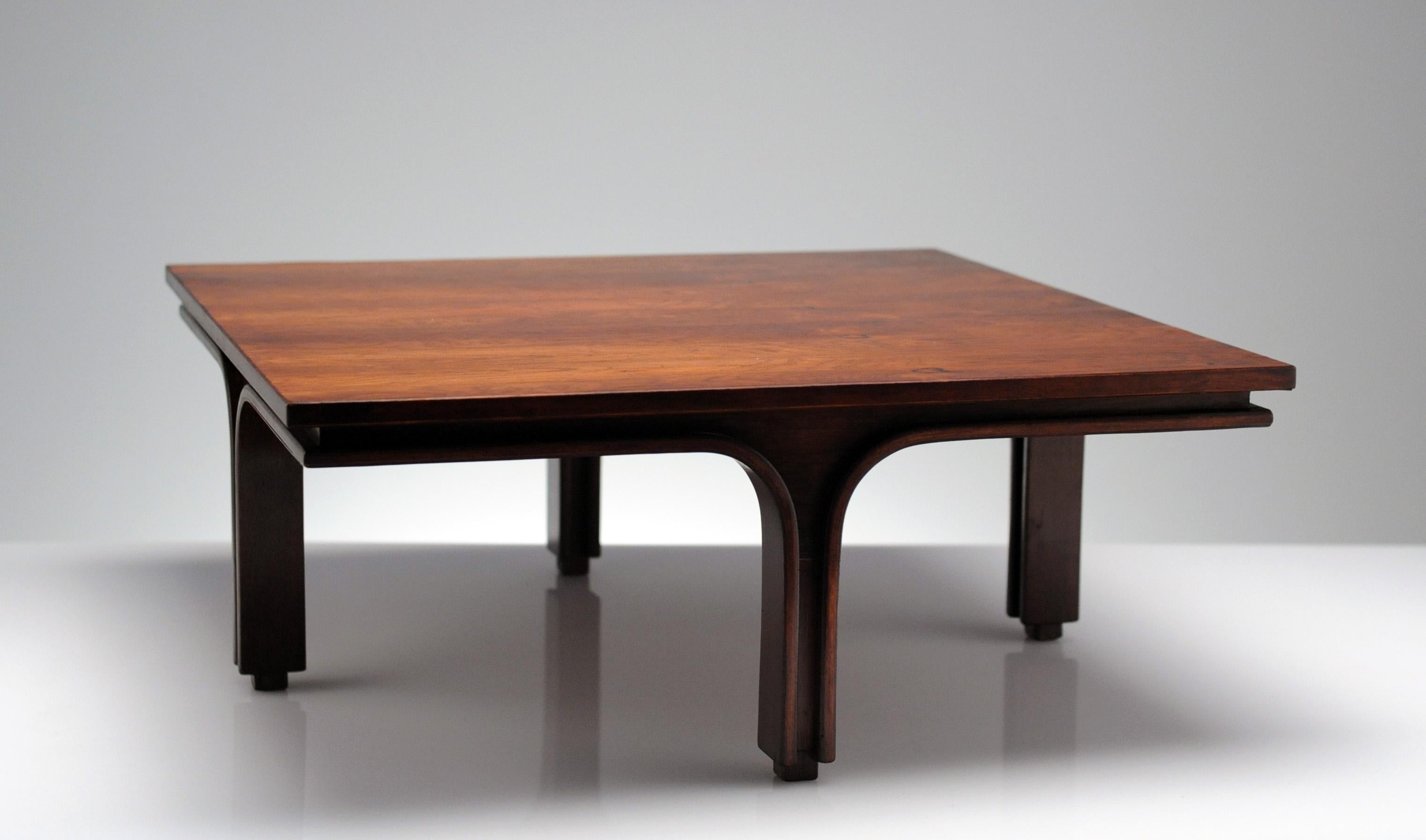 Low Italian Modern Rosewood Coffee Table by Gianfranco Frattini, 1956 2