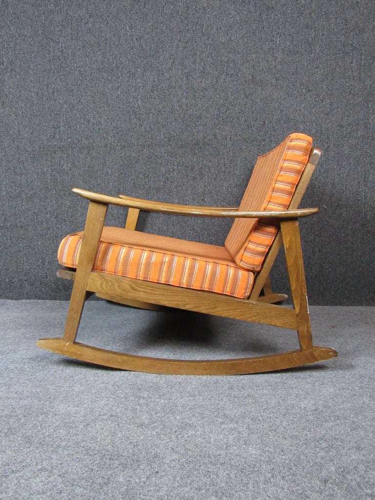 Low Italian Walnut Rocking Chair For Sale at 1stDibs