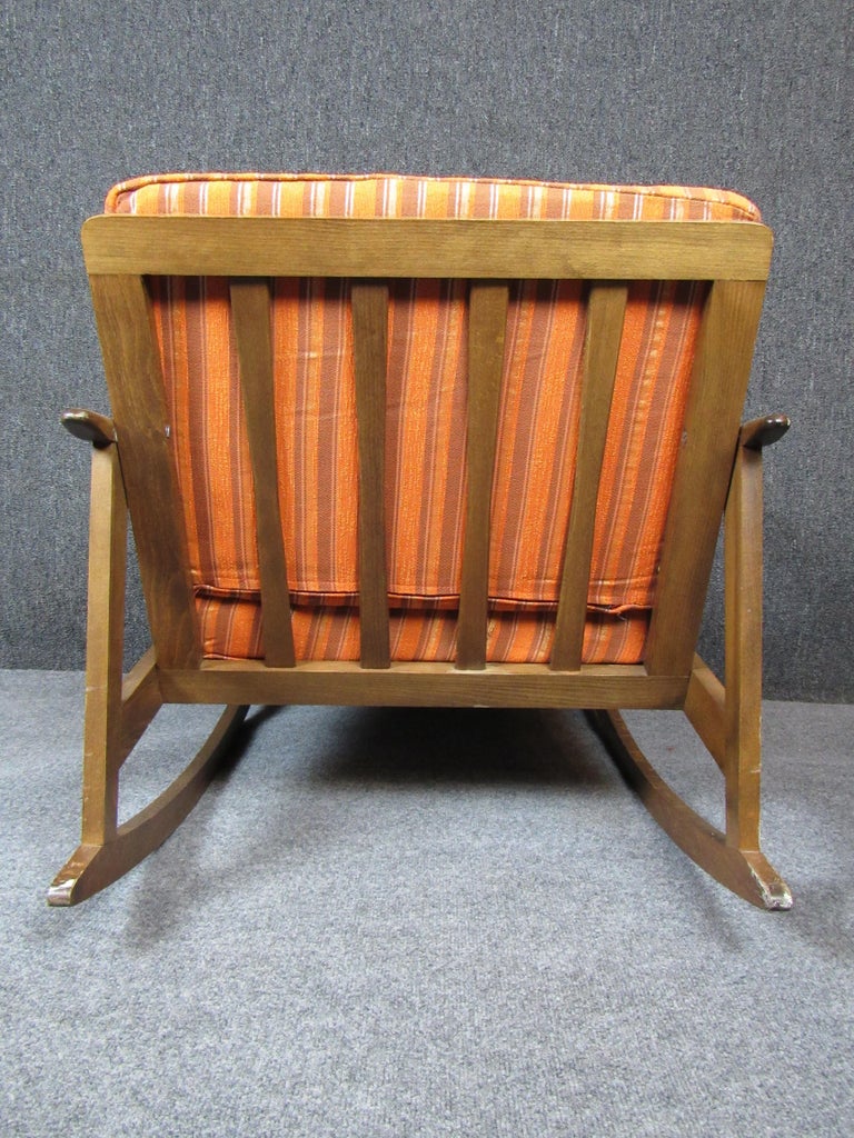 Low Italian Walnut Rocking Chair For Sale at 1stDibs