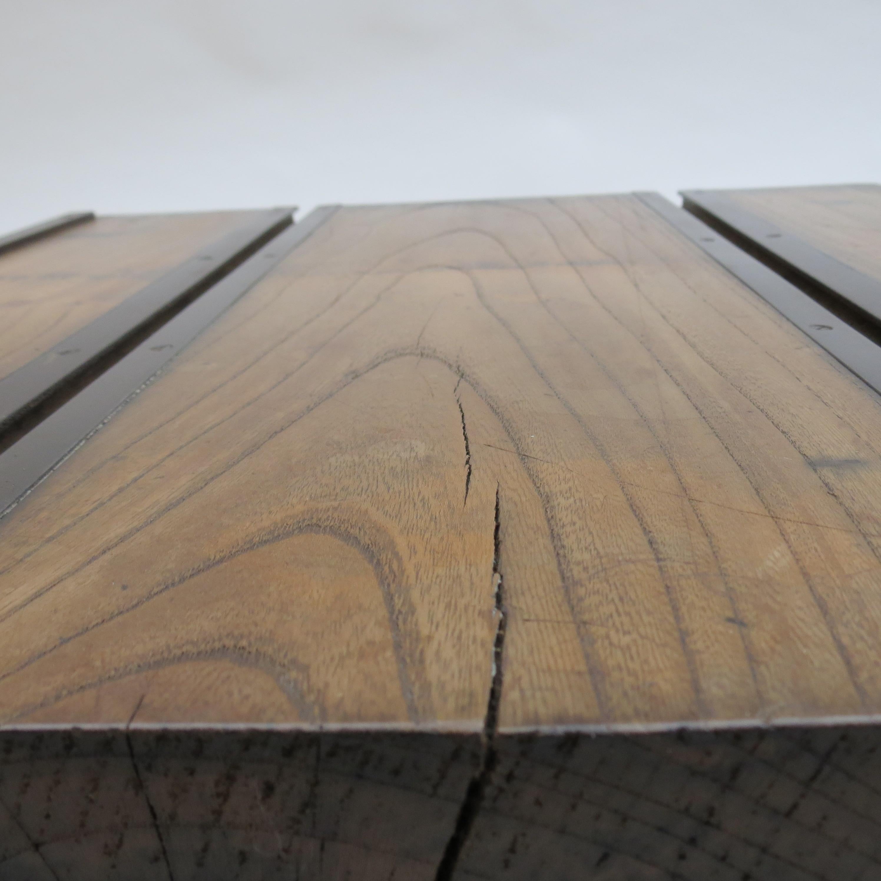 Low Japanese Elm and Metal Table Zen Table 1