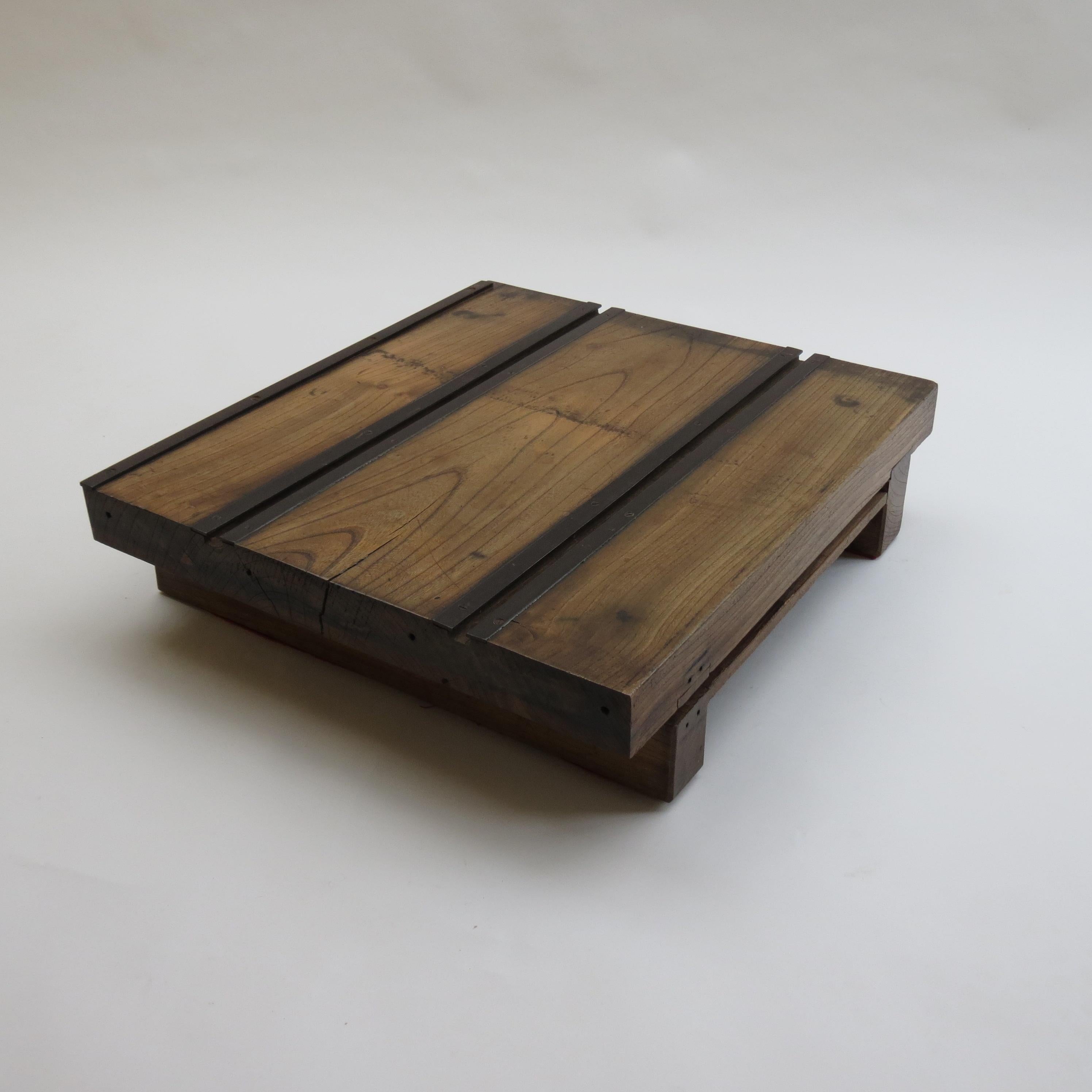 Low Japanese Elm and Metal Table Zen Table 3
