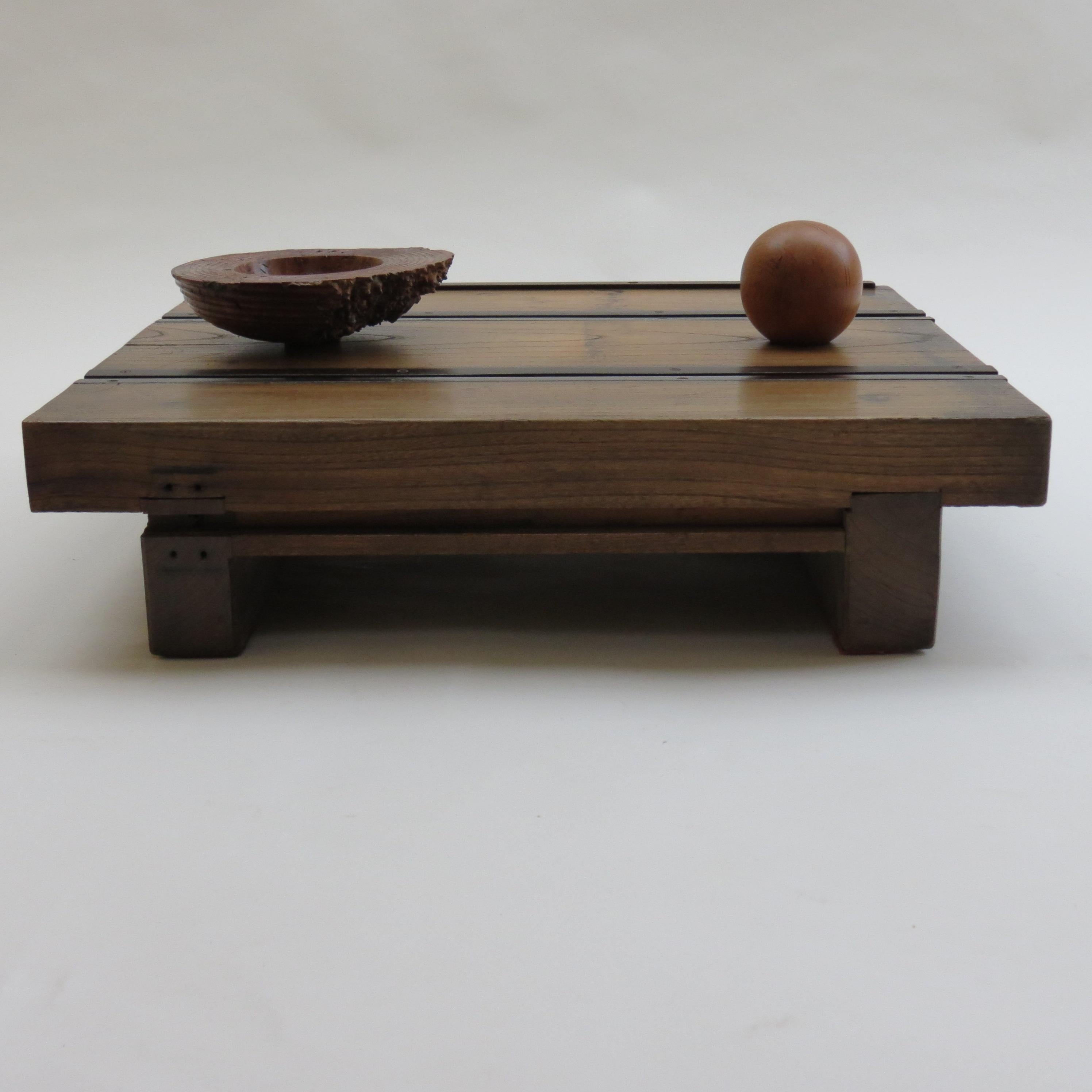 Low Japanese Elm and Metal Table Zen Table 4