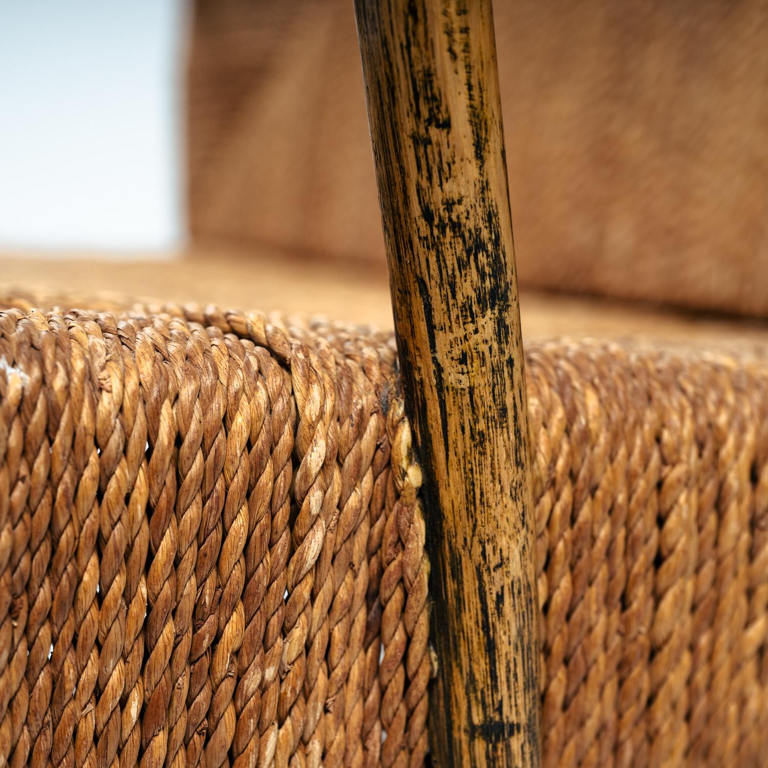Japanisches Bambussofa aus Seil mit schöner Rückenlehne, 1980er Jahre (Stahl) im Angebot