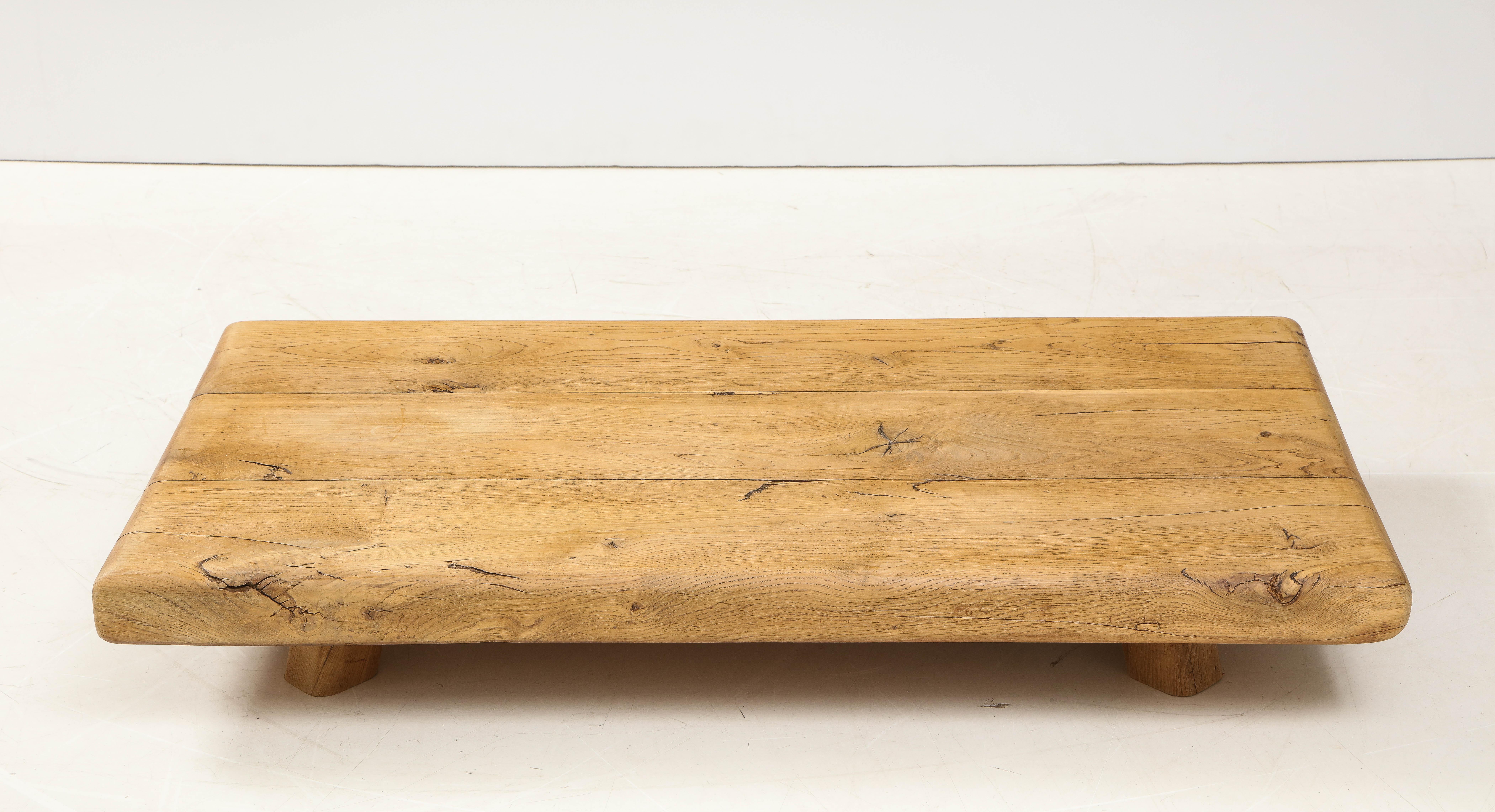 Low Japanese Style Wabi-sabi Chic French Oak Coffee Table, France 5