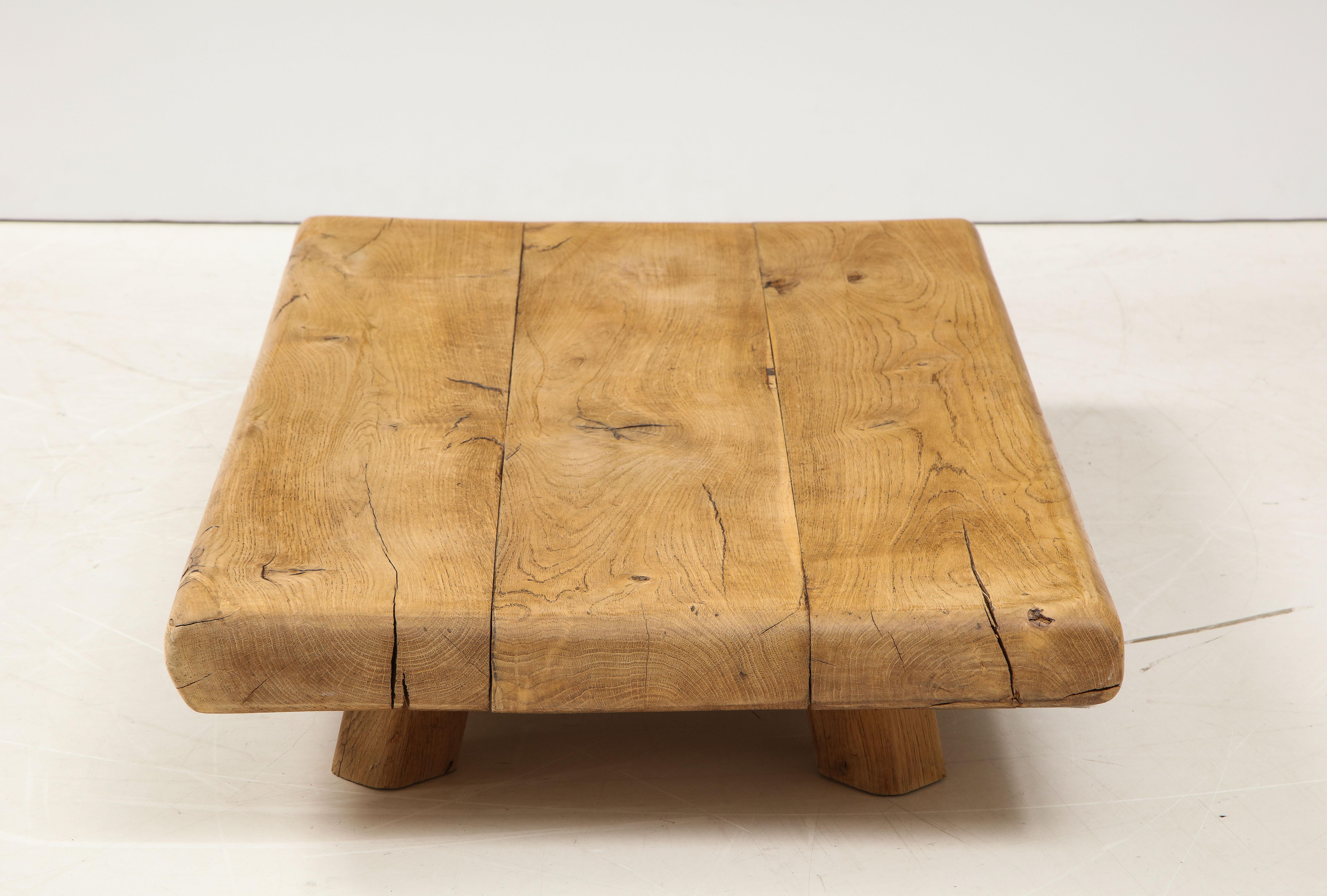 Low Japanese Style Wabi-sabi Chic French Oak Coffee Table, France 6