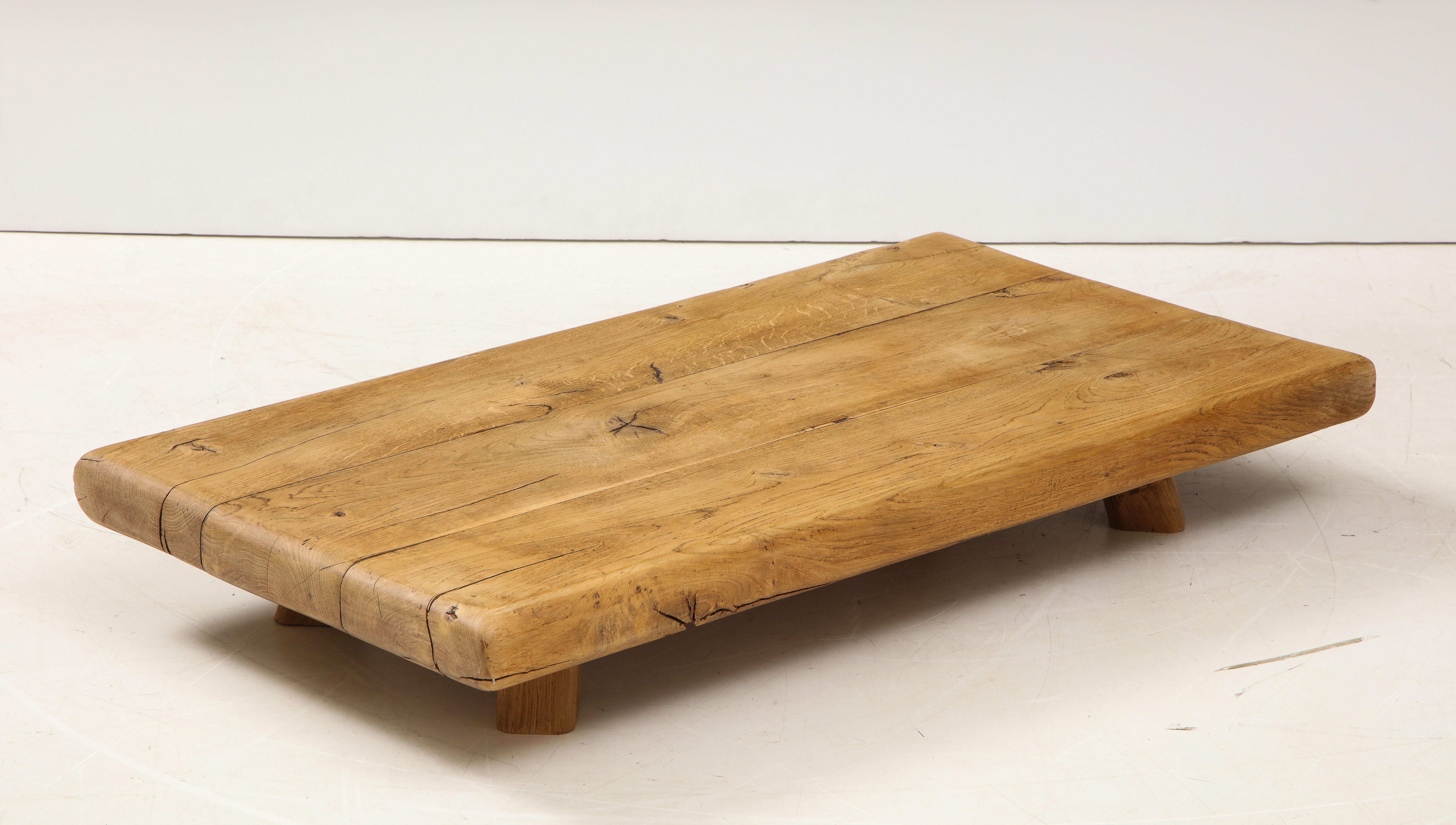 Low Japanese Style Wabi-sabi Chic French Oak Coffee Table, France 8