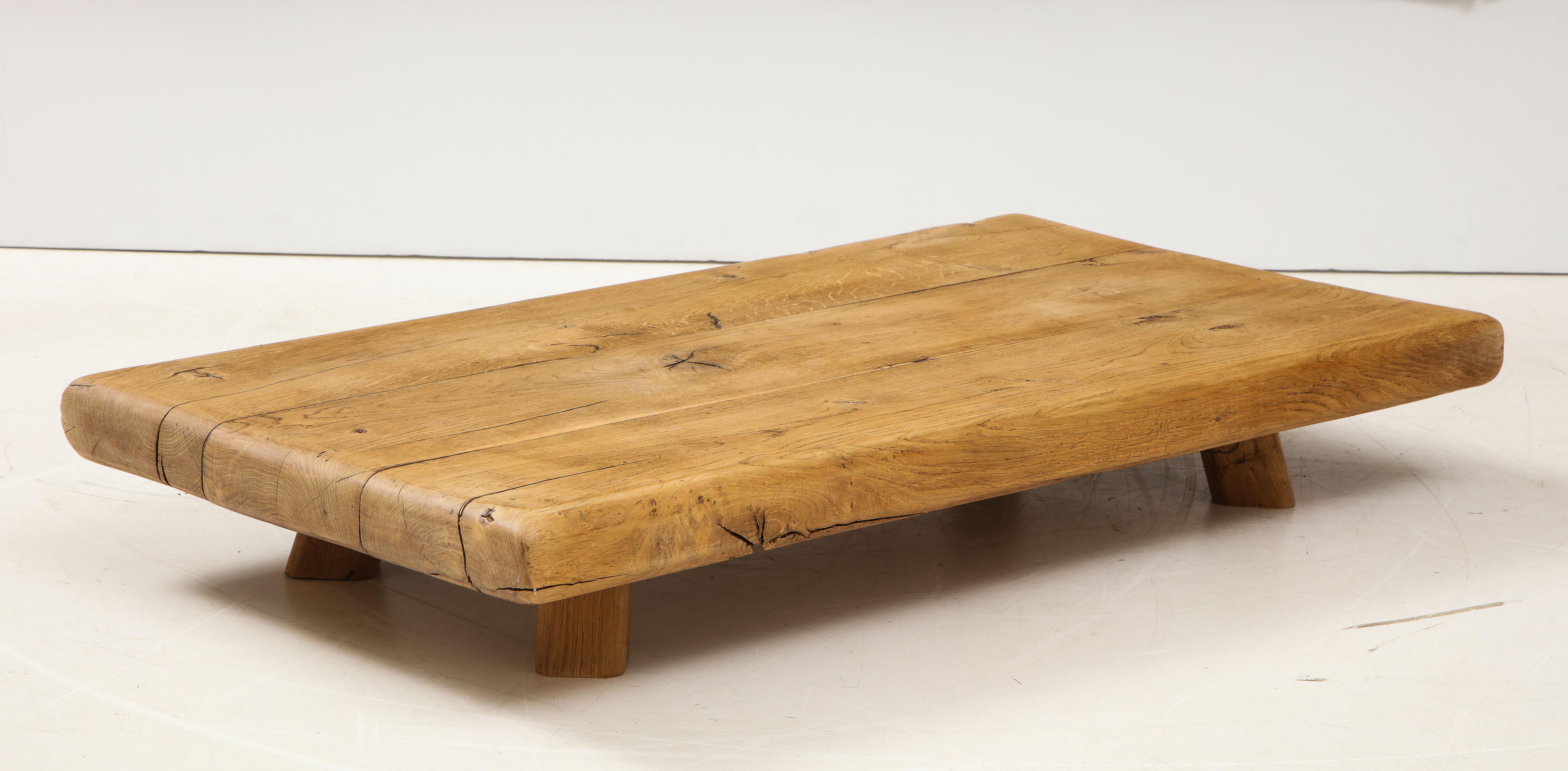 Low Japanese Style Wabi-sabi Chic French Oak Coffee Table, France 9
