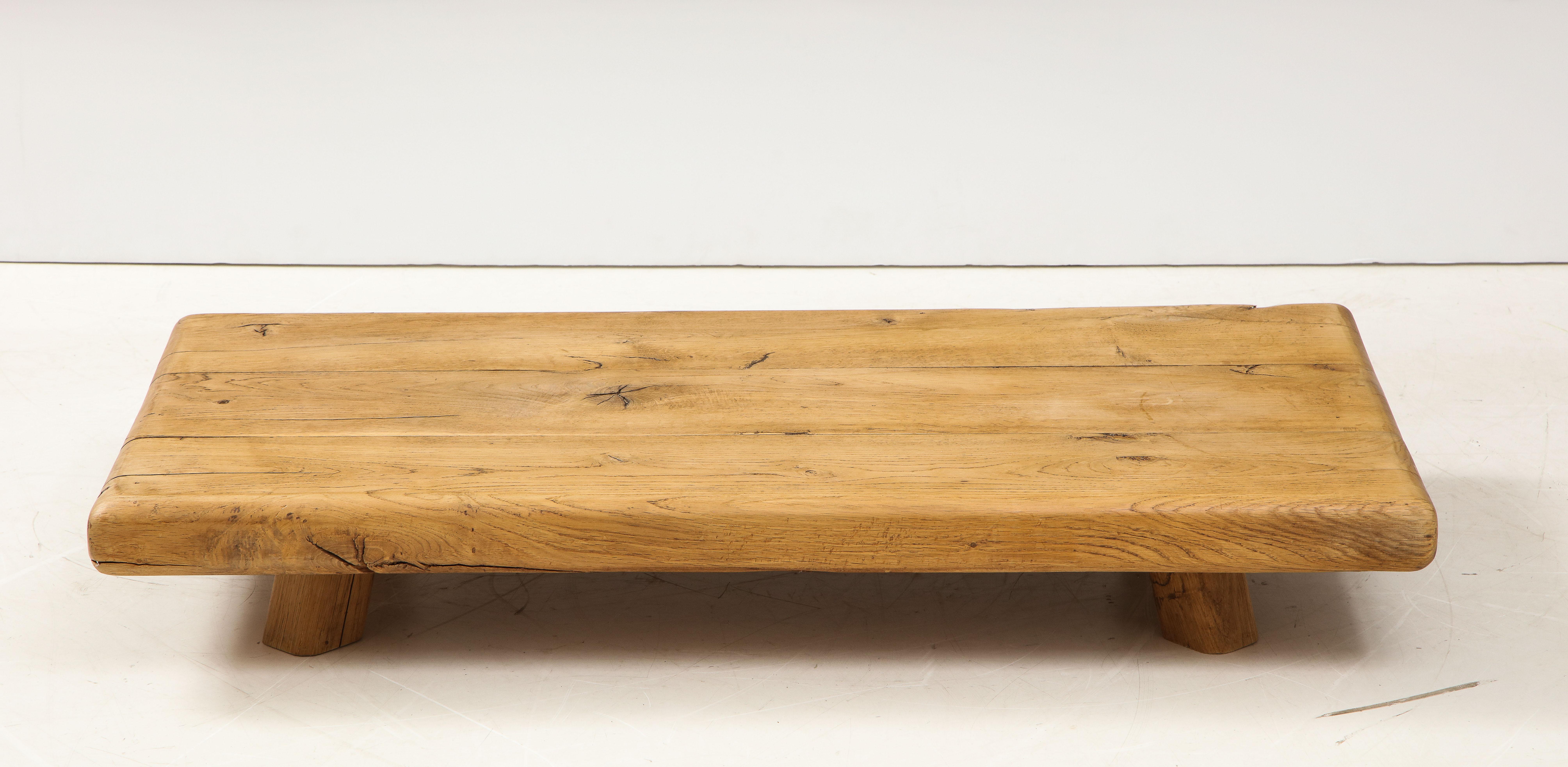 Low Japanese Style Wabi-sabi Chic French Oak Coffee Table, France 10