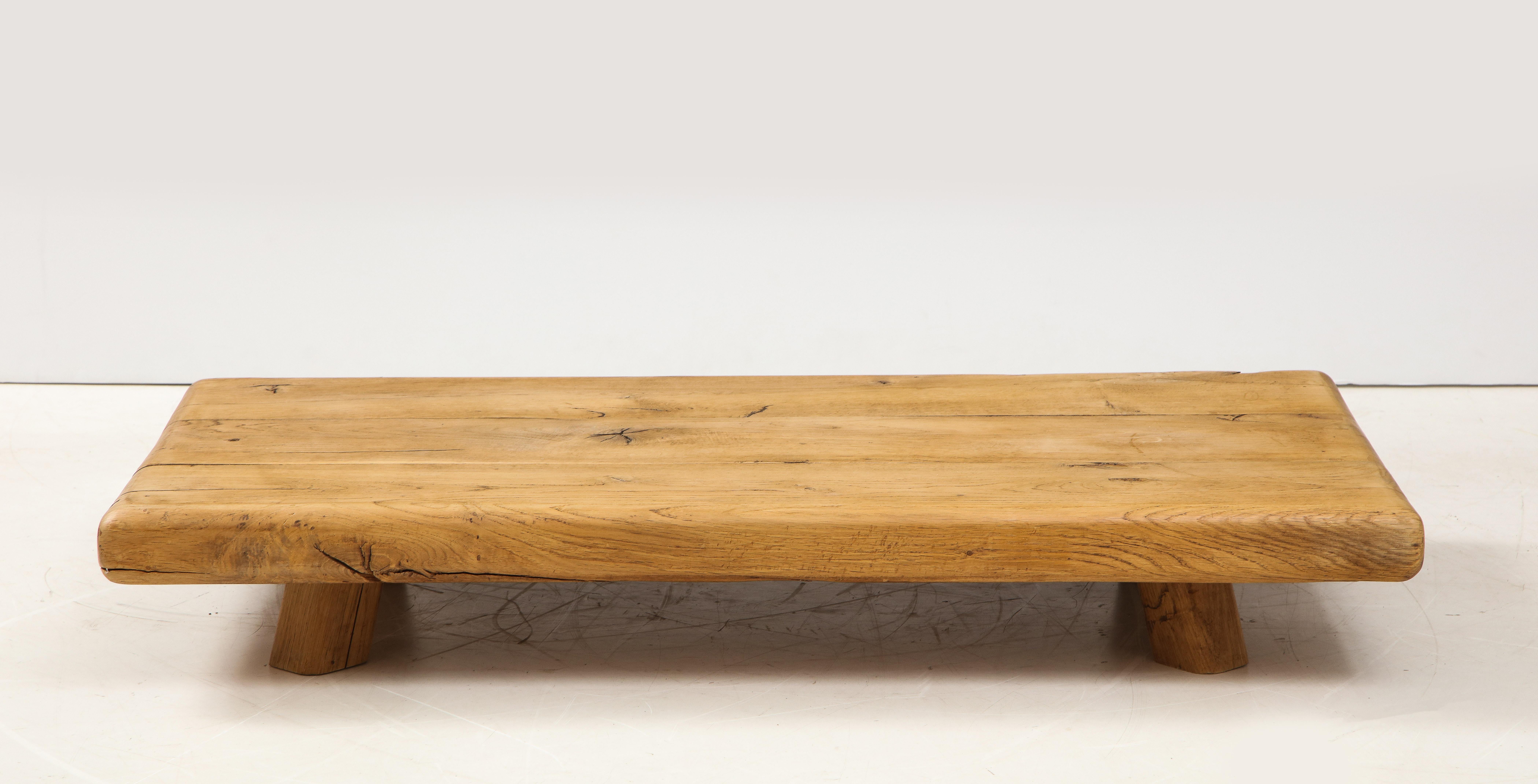 Low Japanese Style Wabi-sabi Chic French Oak Coffee Table, France 11