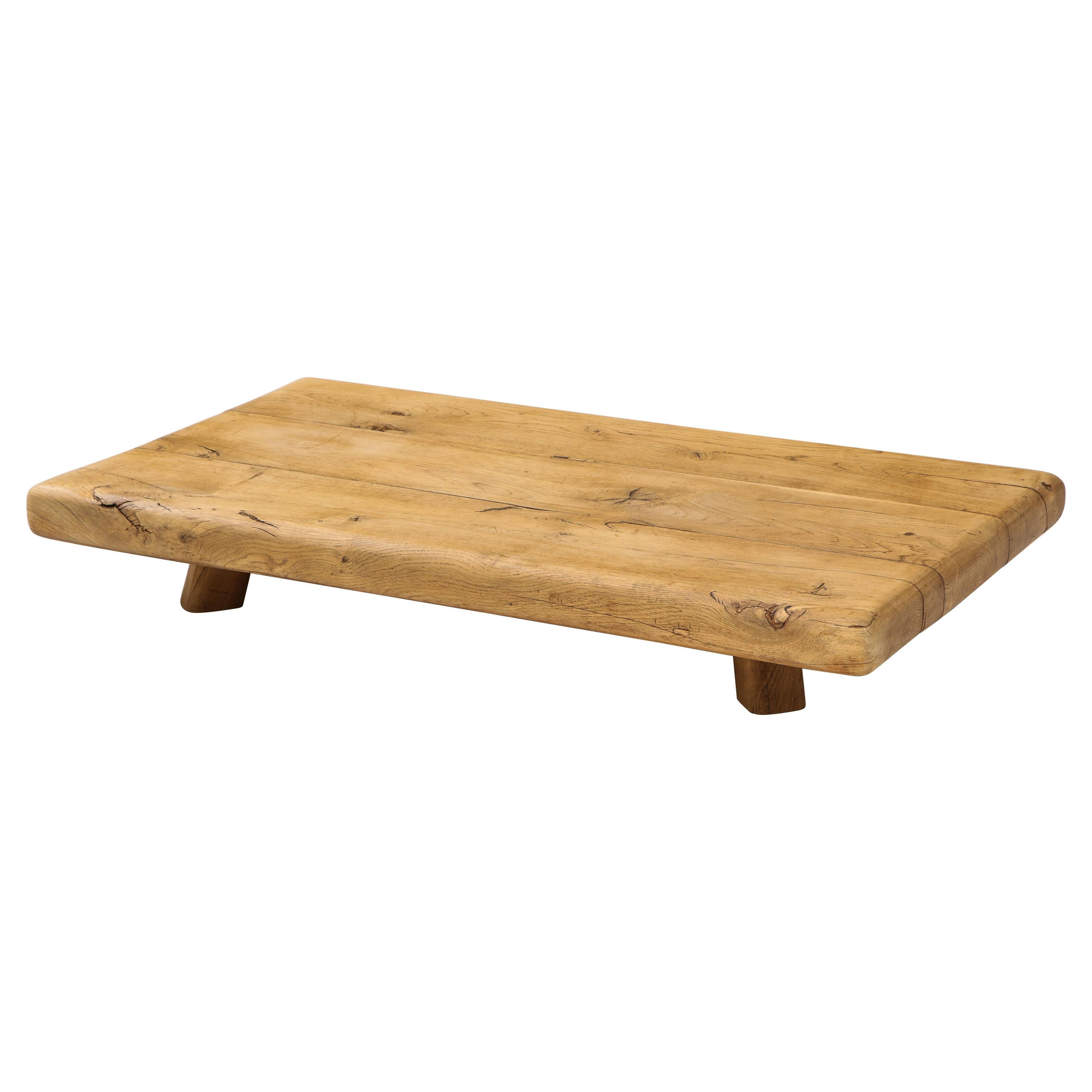 Low Japanese Style Wabi-sabi Chic French Oak Coffee Table, France