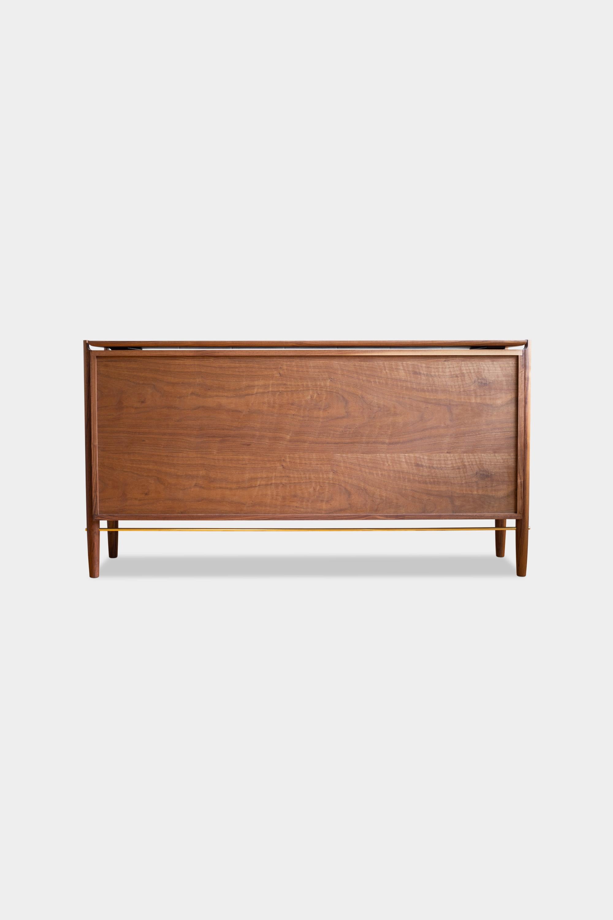 Low KABOT Sideboard in Walnut with 3 Cabinet Doors For Sale 1