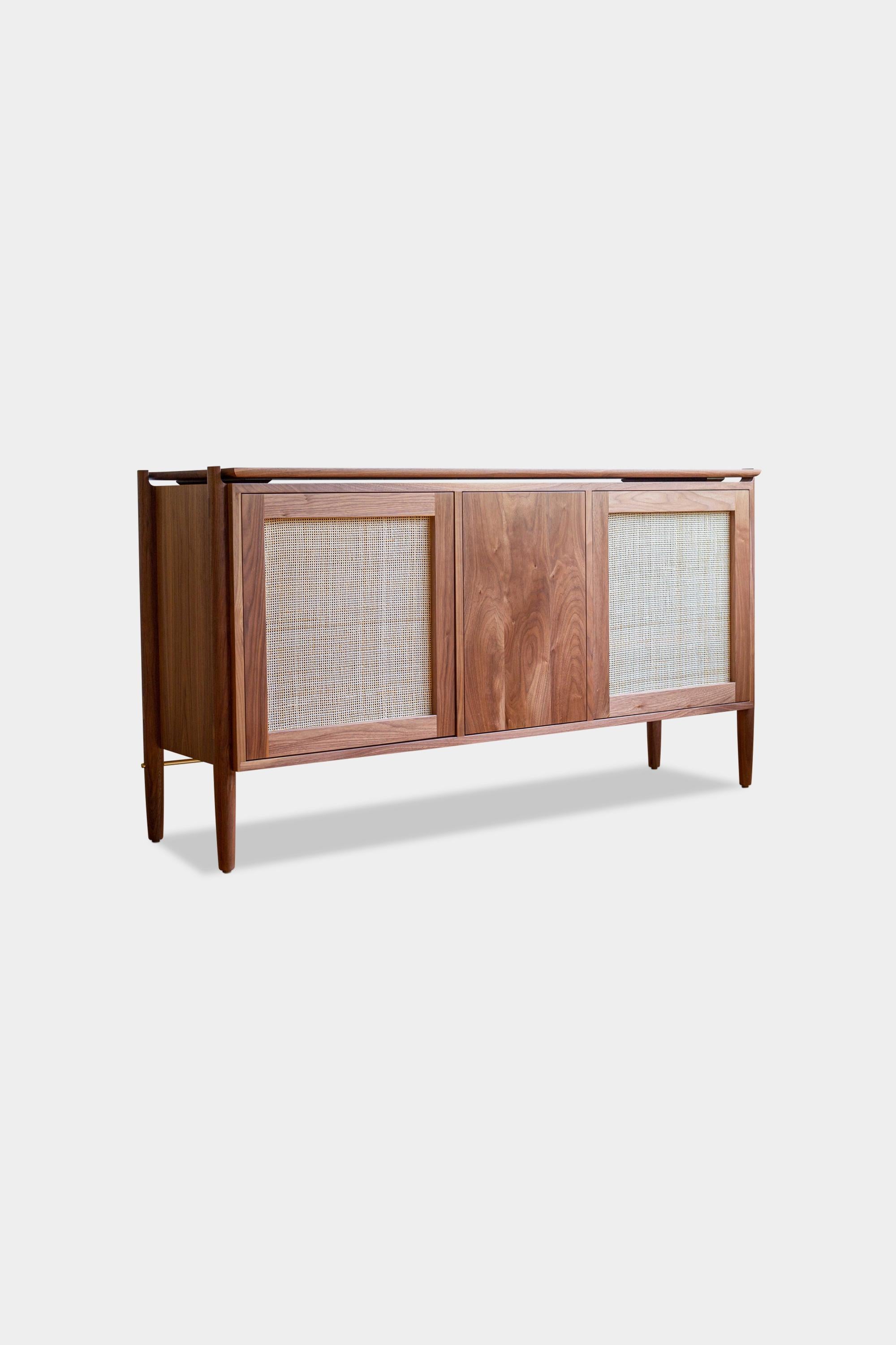 American Low KABOT Sideboard in Walnut with 3 Cabinet Doors For Sale