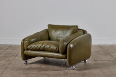 Low Leather Lounge Chair on Casters