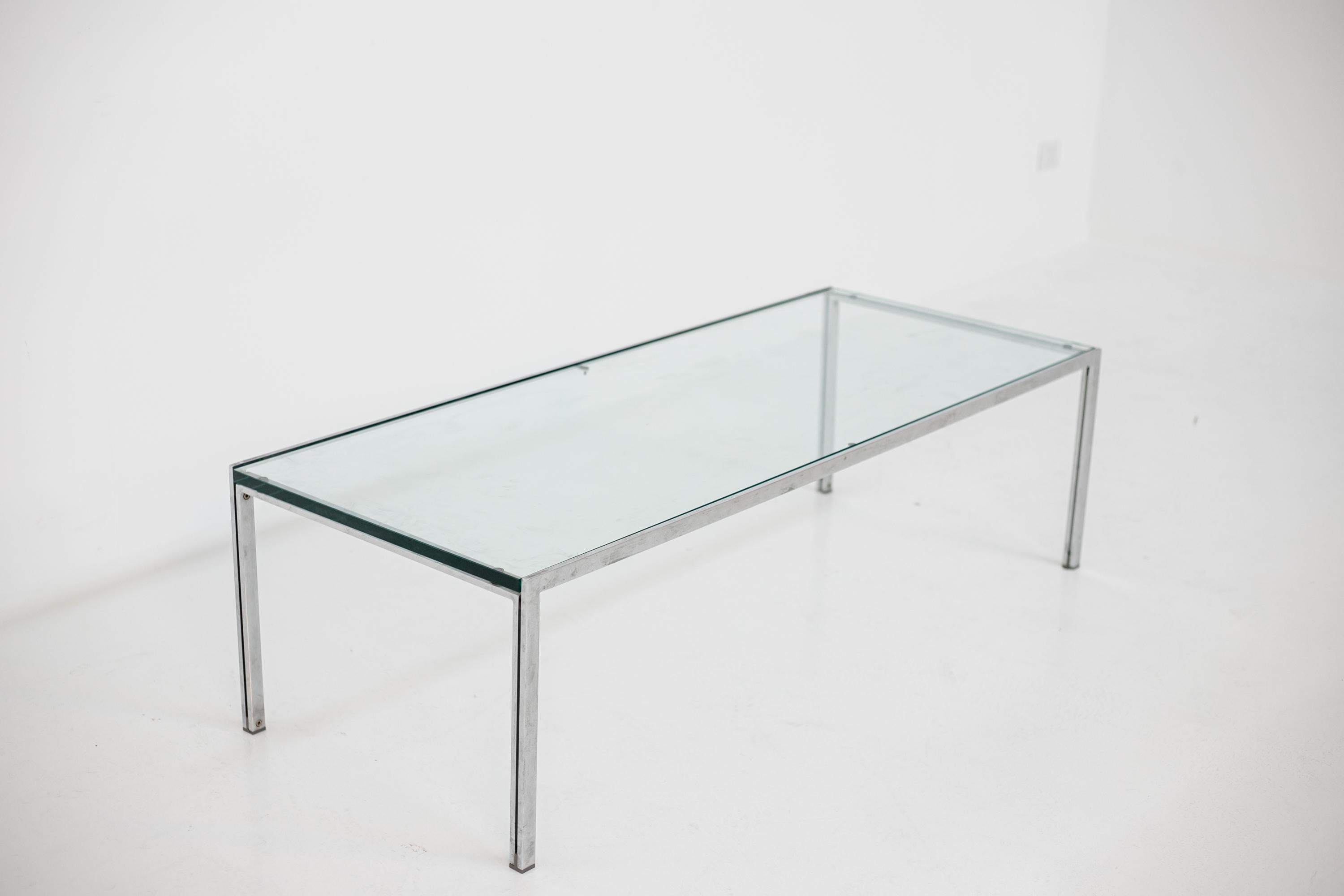 Low Living Room Table by Ross Littell for Depadova in Steel and Glass For Sale 4