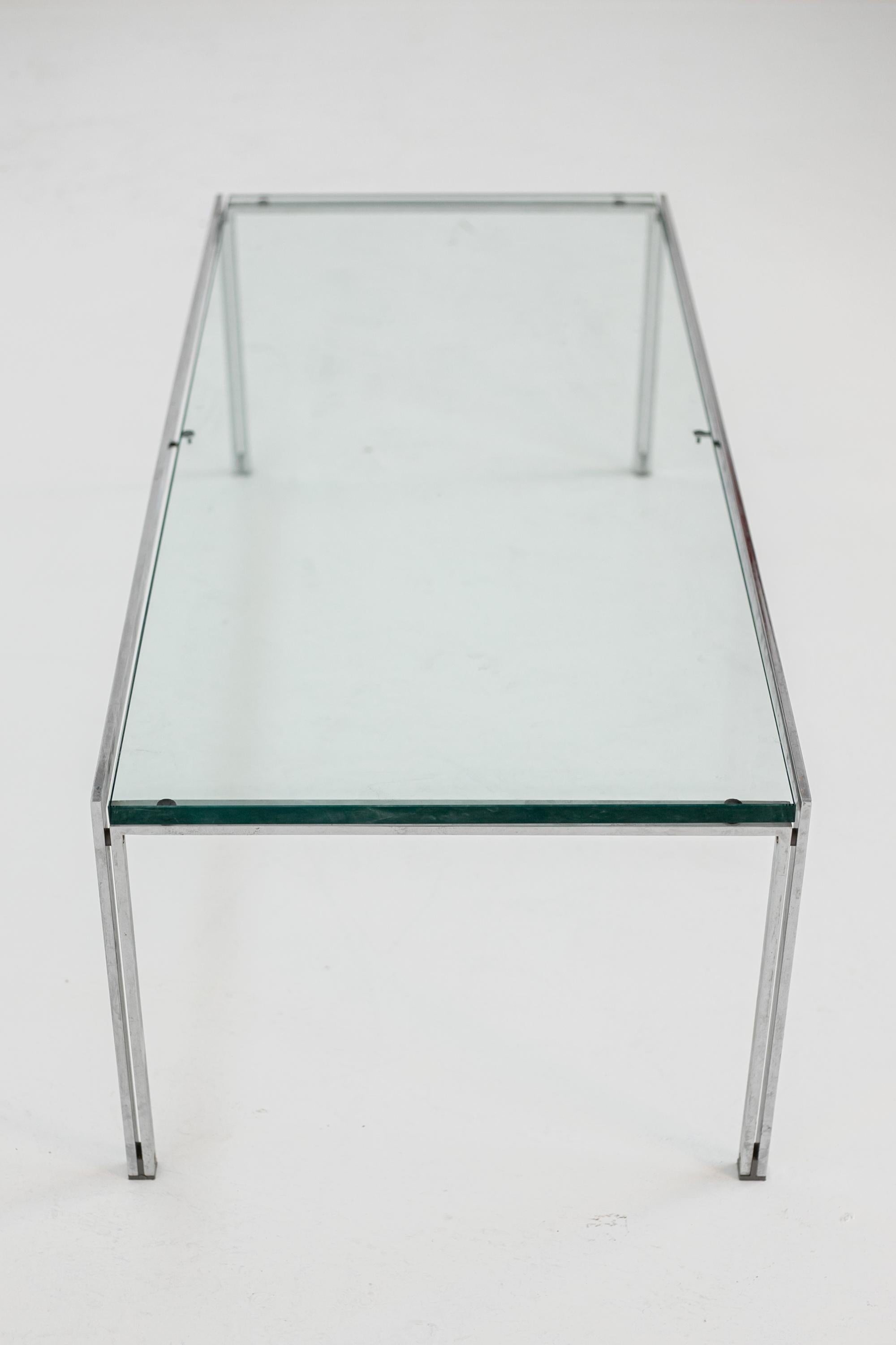 Low Living Room Table by Ross Littell for Depadova in Steel and Glass For Sale 3