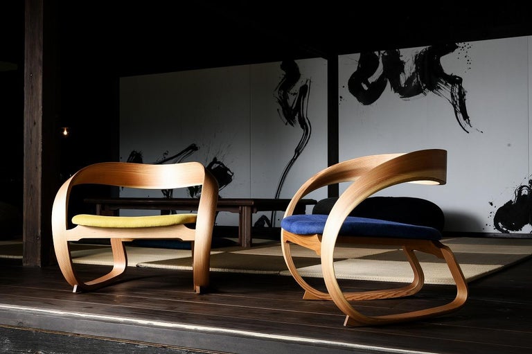 Low rocking Chair Japanese Modern Style Bentwood Chair For Sale at