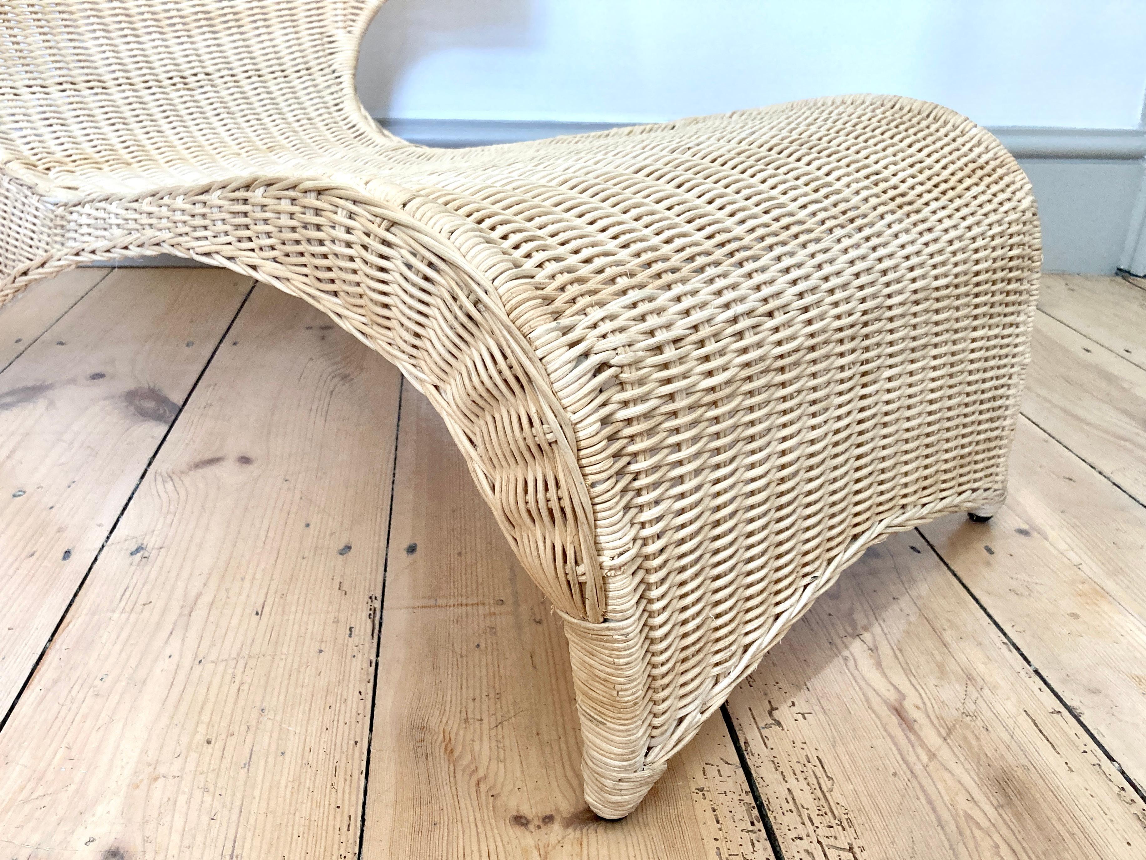 Low Lounge Chair / Chaise Longue by Monika Mulder for Ikea Savo Natural Rattan 4