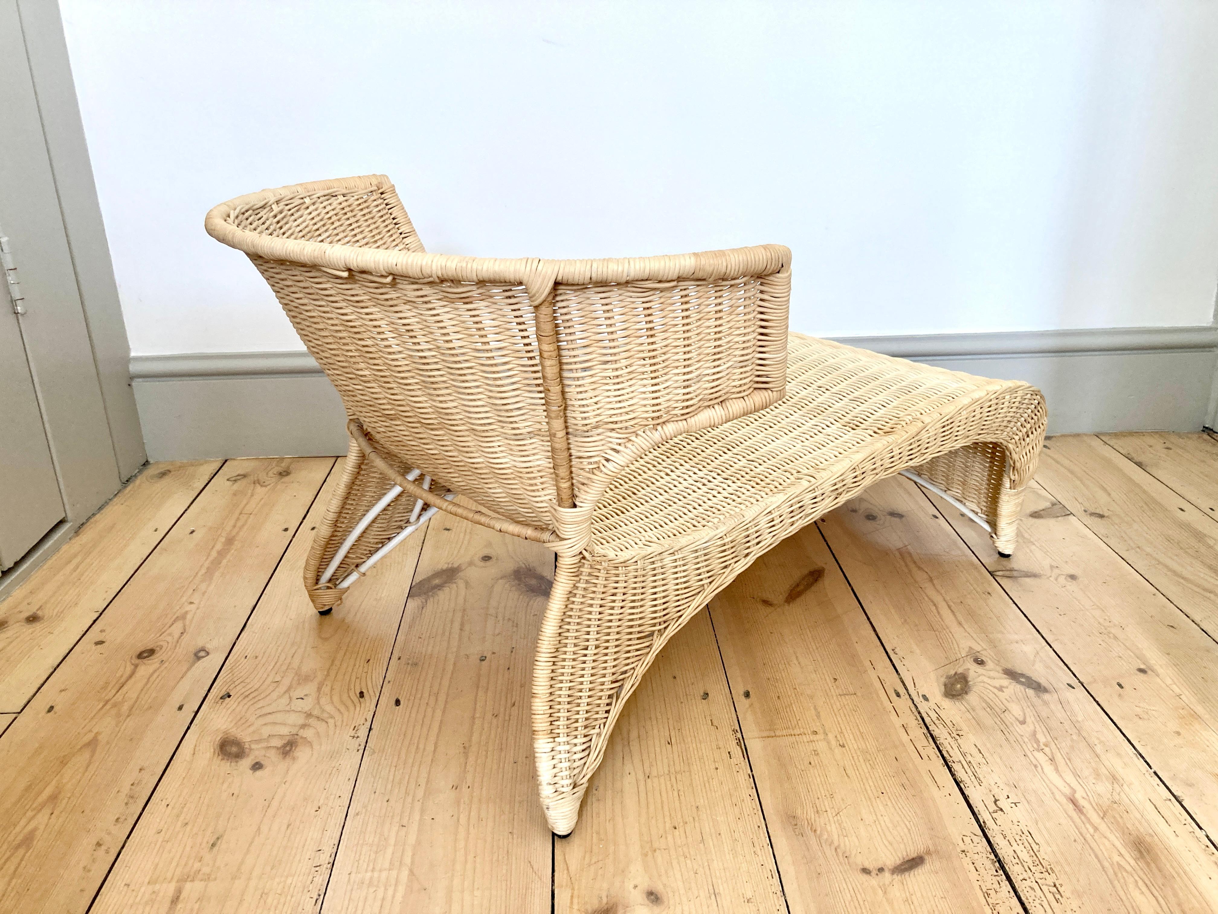 Low Lounge Chair / Chaise Longue by Monika Mulder for Ikea Savo Natural Rattan 6
