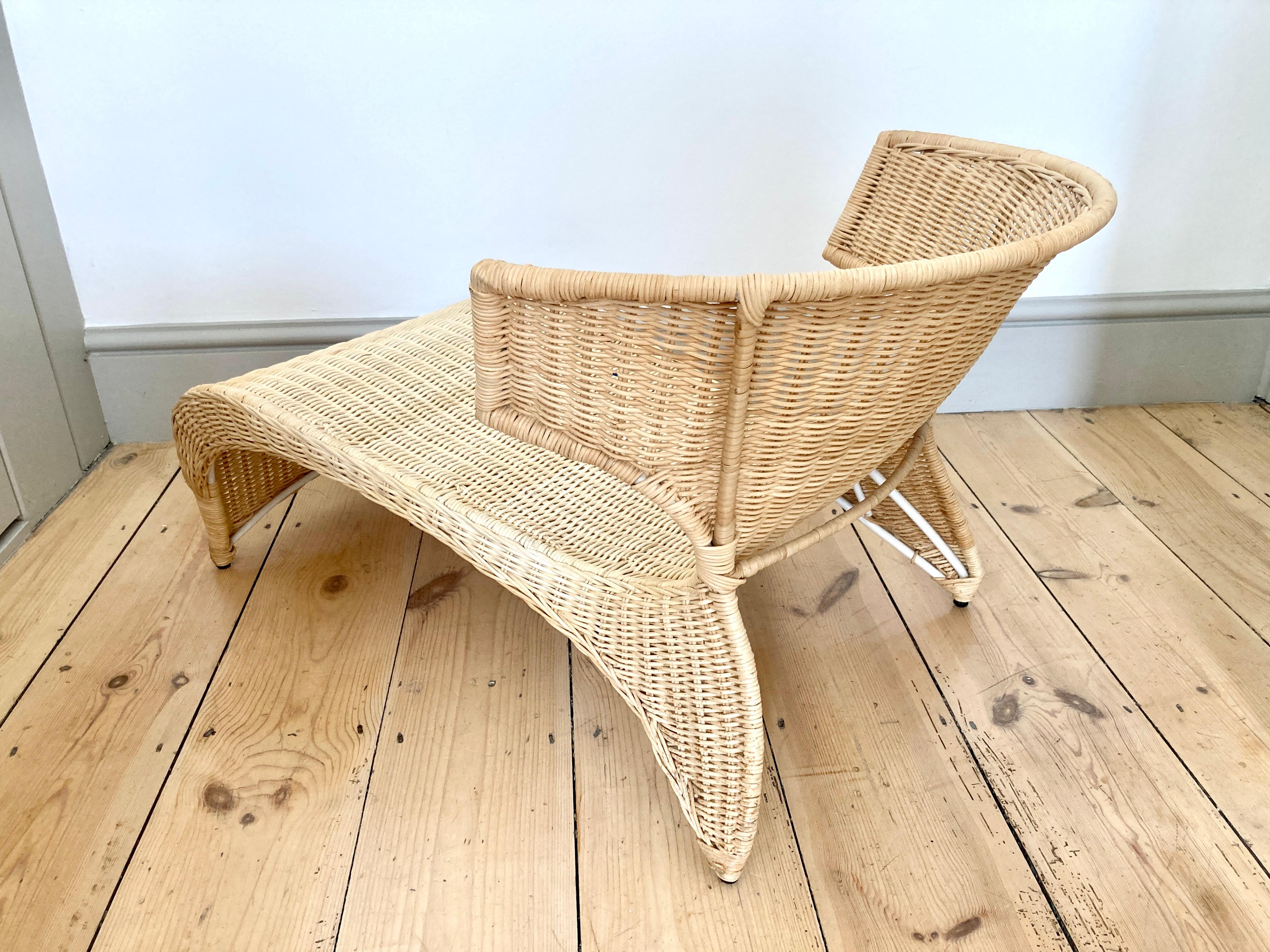 Low Lounge Chair / Chaise Longue by Monika Mulder for Ikea Savo Natural Rattan 8