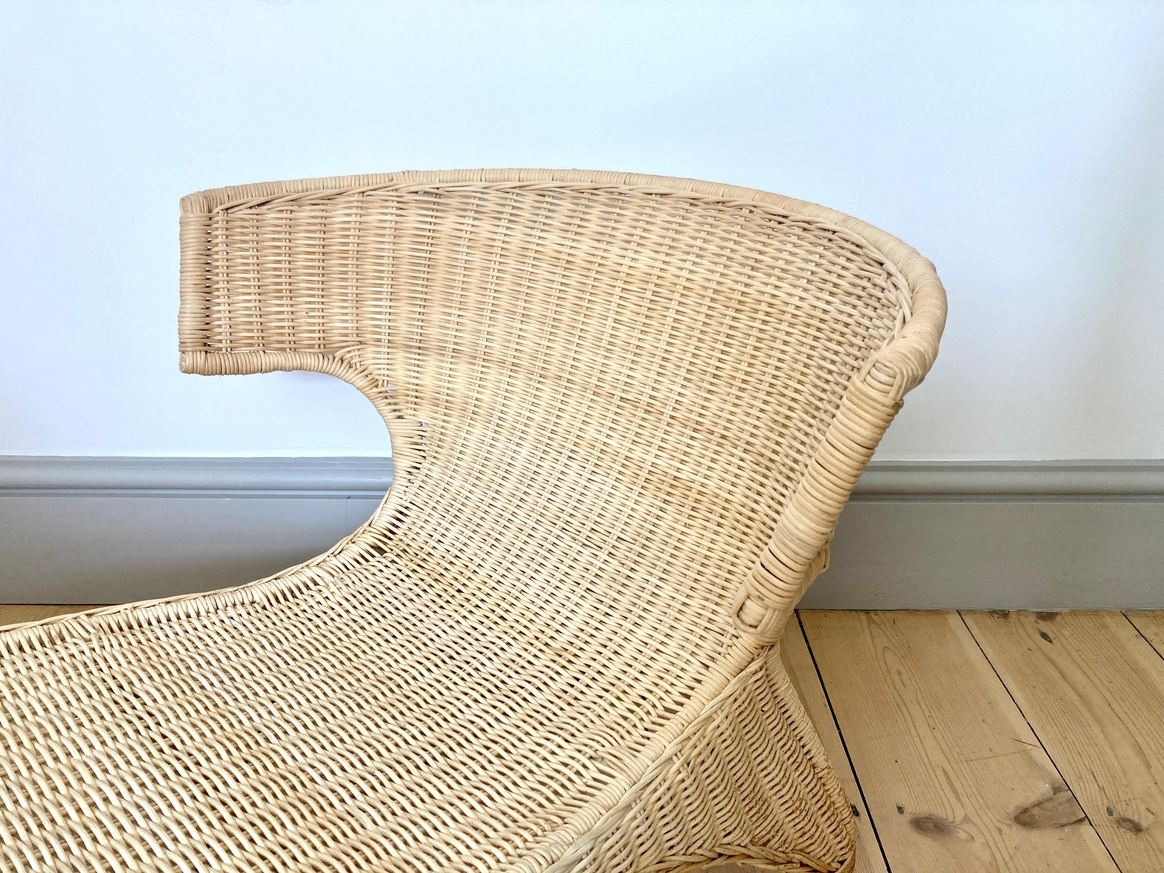 Steel Low Lounge Chair / Chaise Longue by Monika Mulder for Ikea Savo Natural Rattan