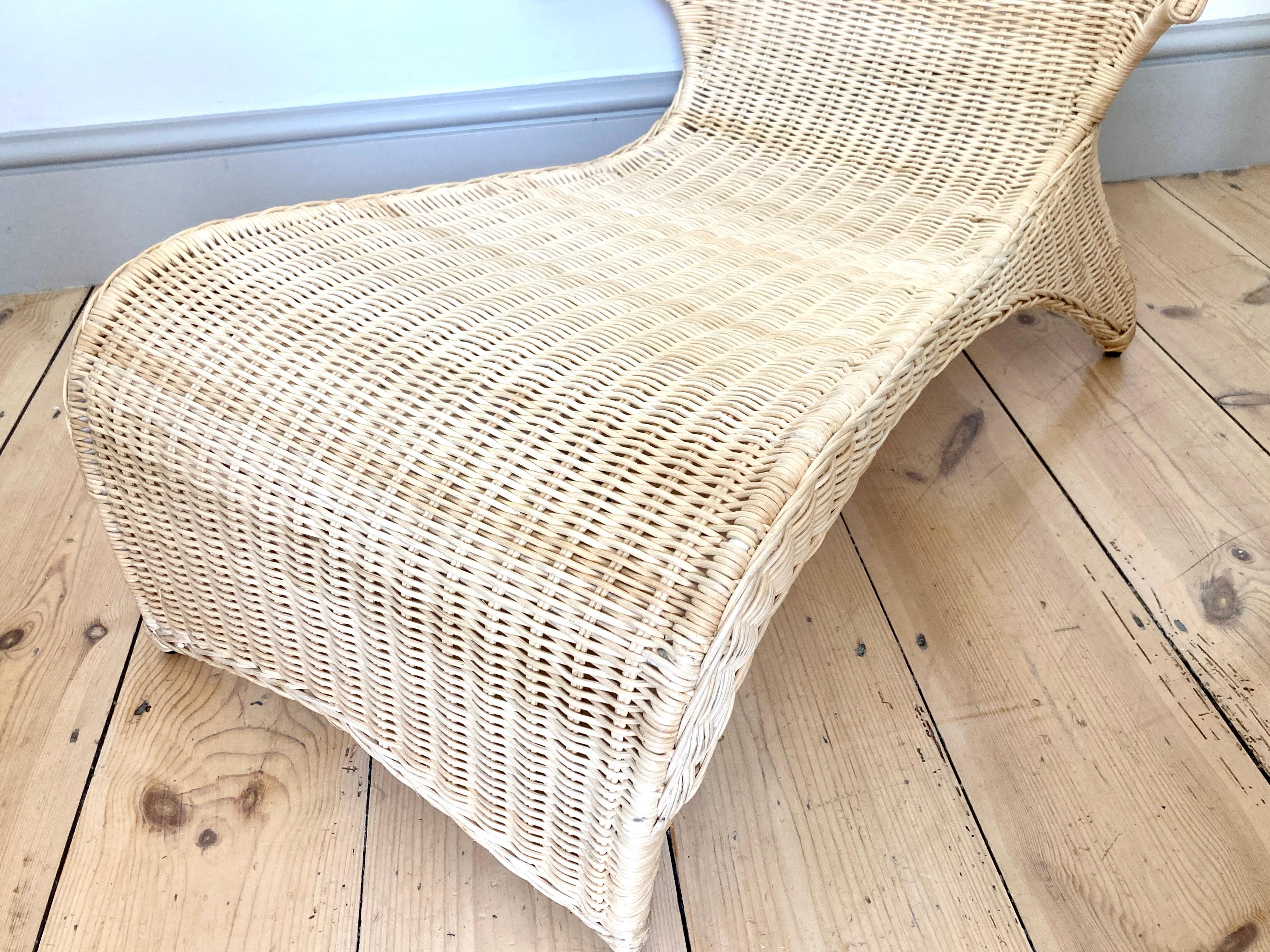 Low Lounge Chair / Chaise Longue by Monika Mulder for Ikea Savo Natural Rattan 1