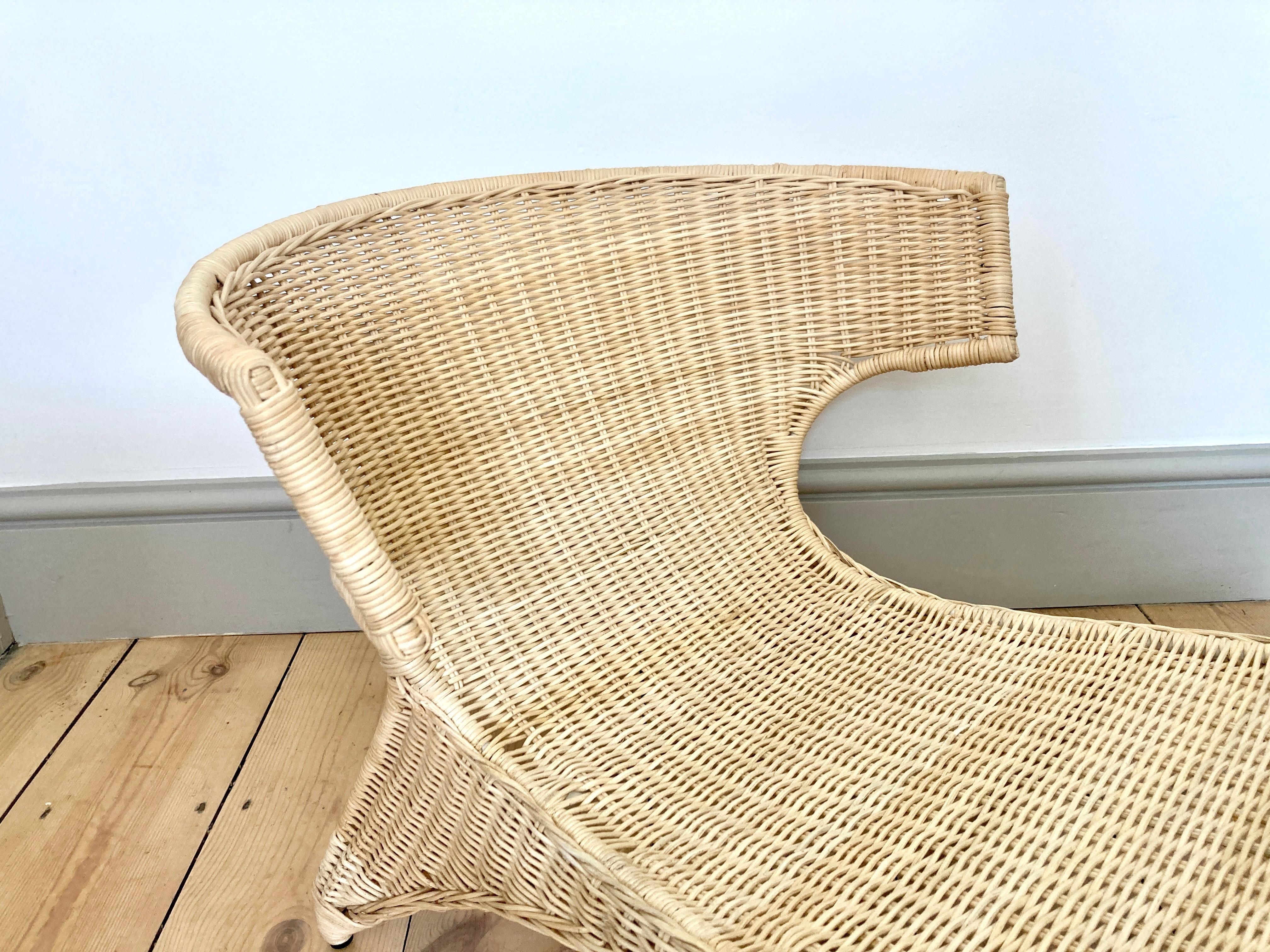 Loungesessel / Chaise Longue aus natürlichem Rattan von Monika Mulder für Ikea Savo (Stahl)