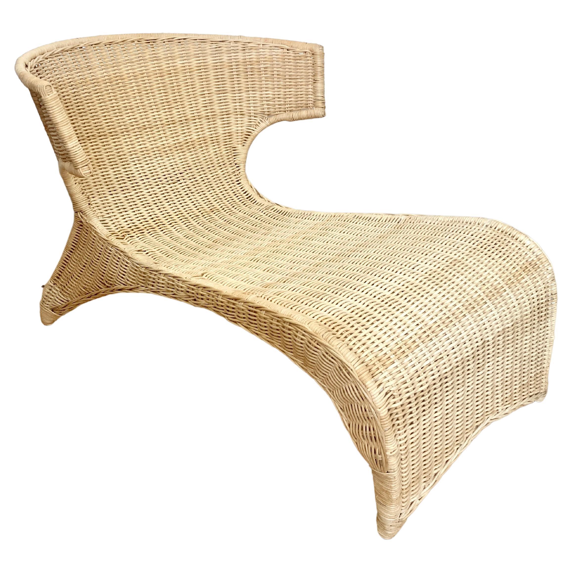 Low Lounge Chair / Chaise Longue by Monika Mulder for Ikea Savo Natural Rattan