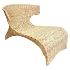 Fauteuil de salon/chaise longue bas en rotin naturel Monika Mulder pour Ikea Savo