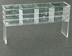 Low MCM Thick Lucite Console Table Shelf with 12 Sections