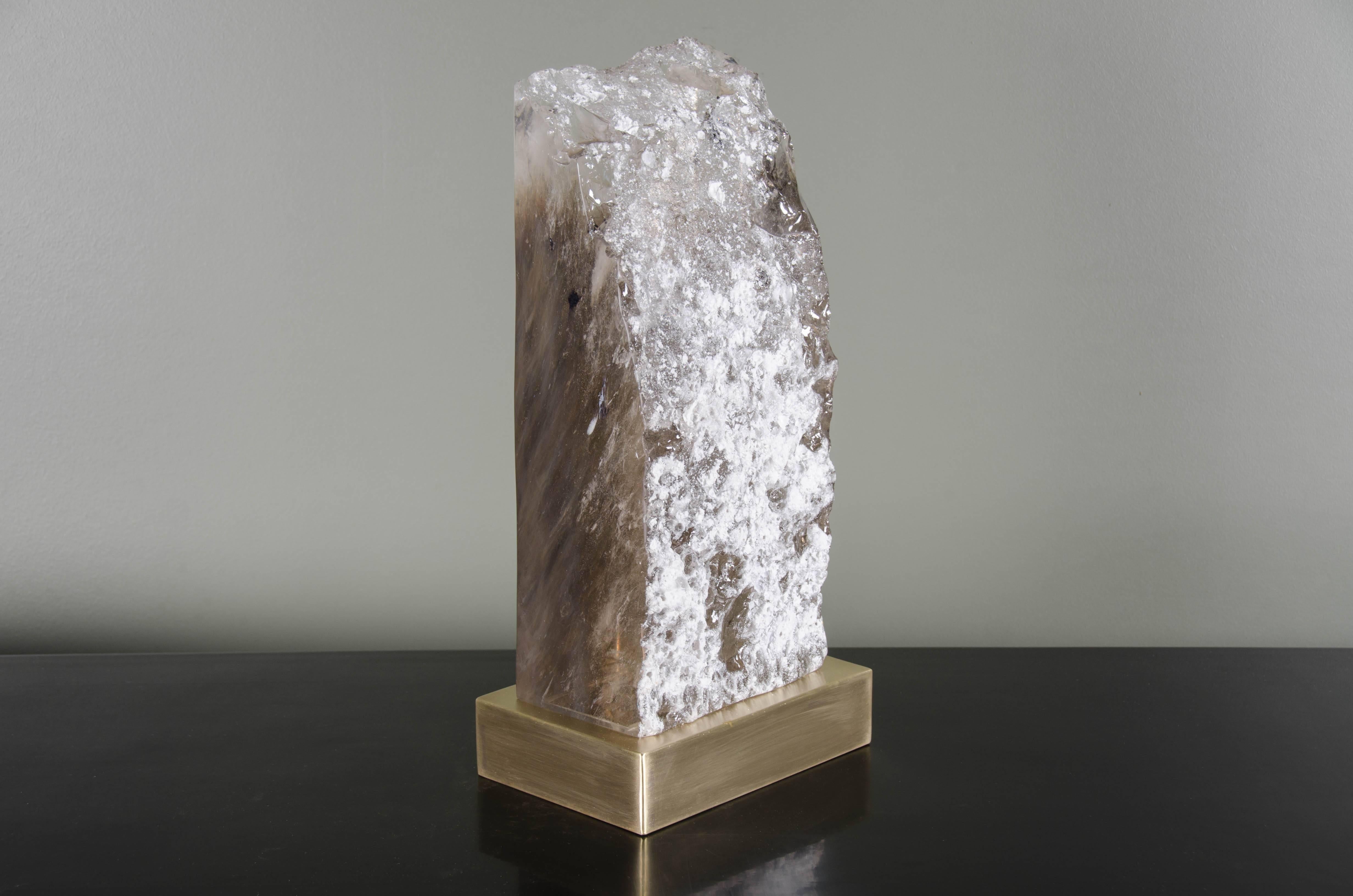 Low Meru Light by Robert Kuo, Crystal and Brass, Limited Edition, in Stock For Sale 1