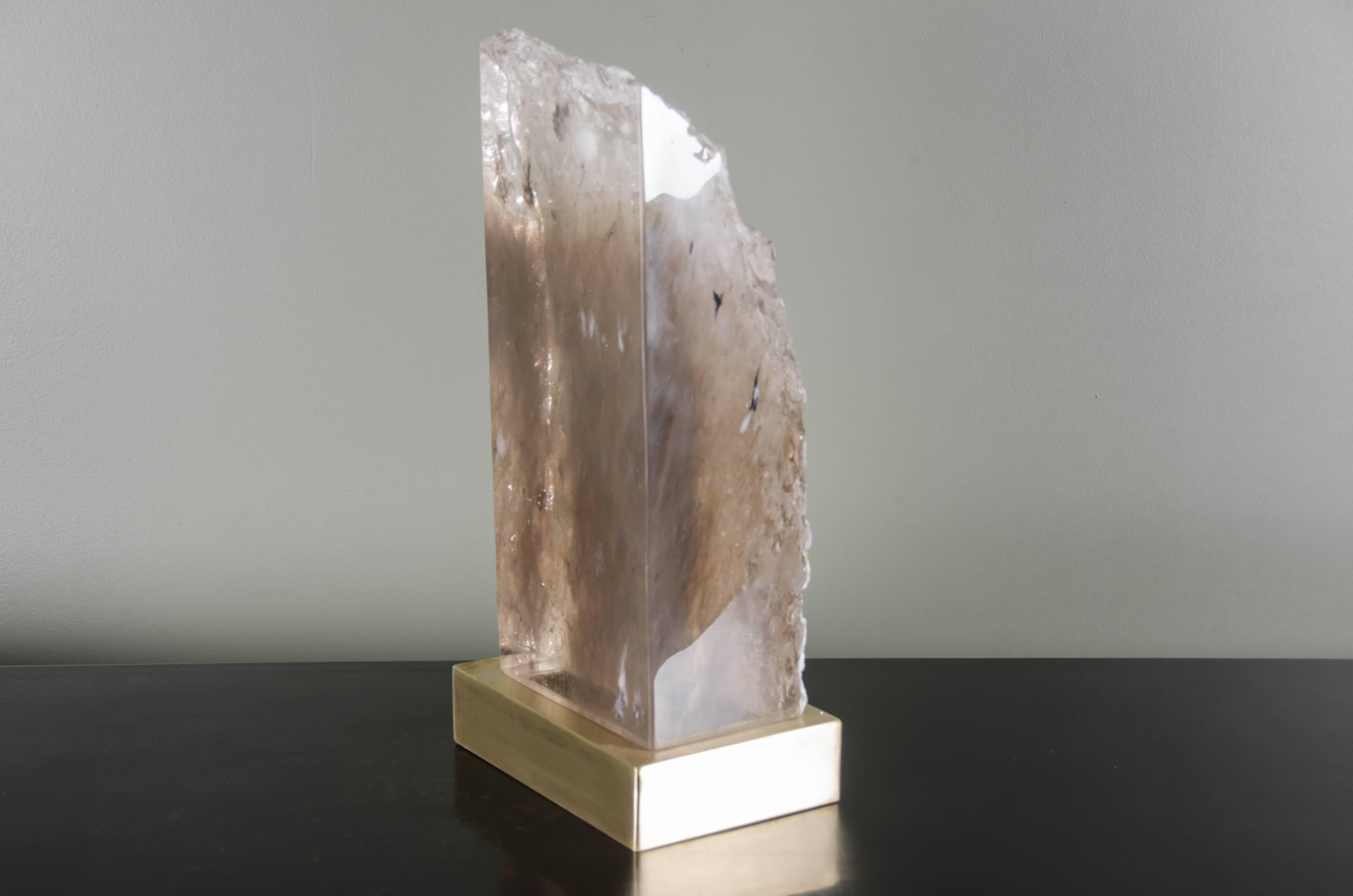 Low Meru Light by Robert Kuo, Crystal and Brass, Limited Edition, in Stock For Sale 2