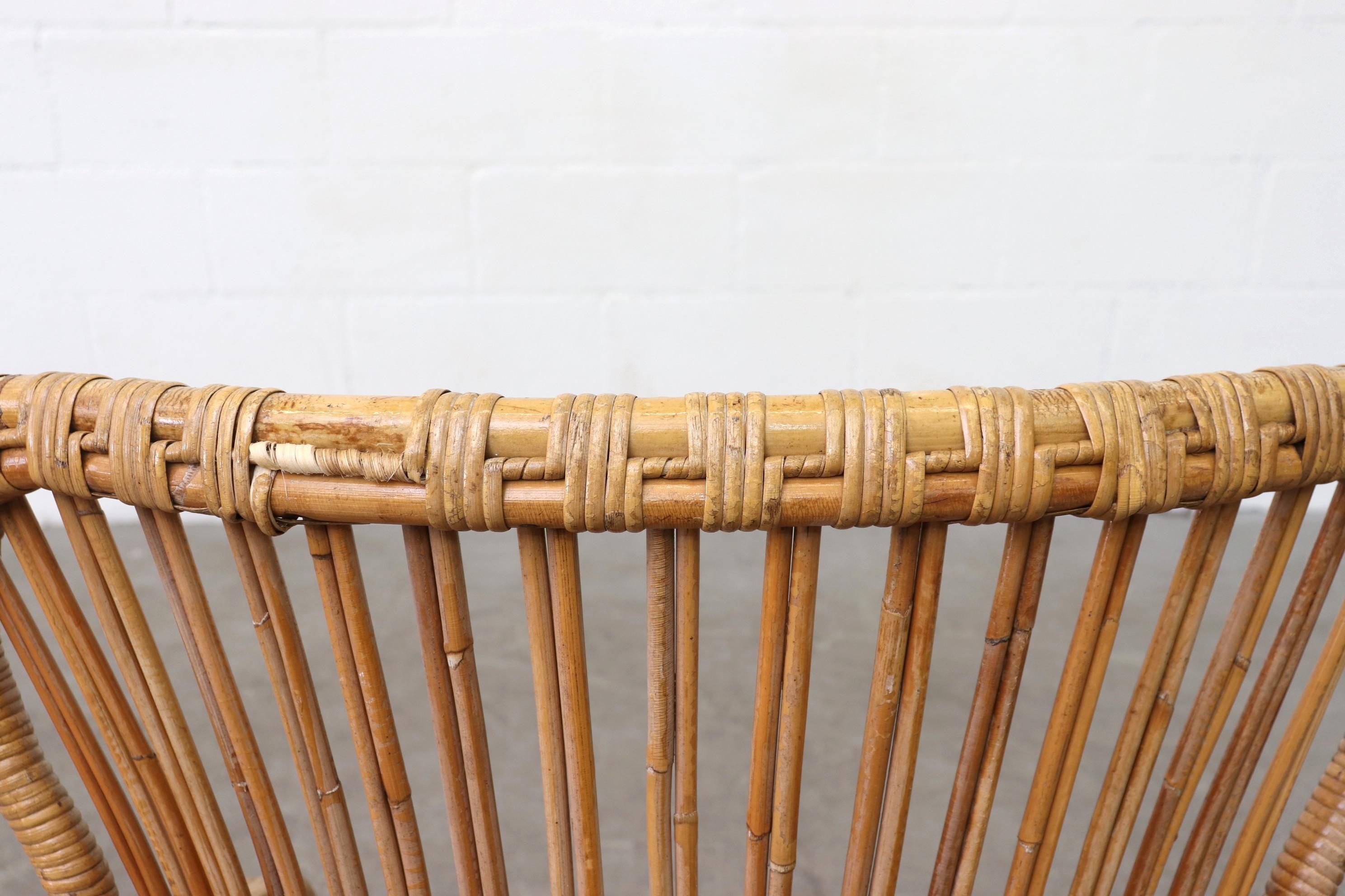 Mid-20th Century Low Midcentury Bamboo Rattan Lounge Chair
